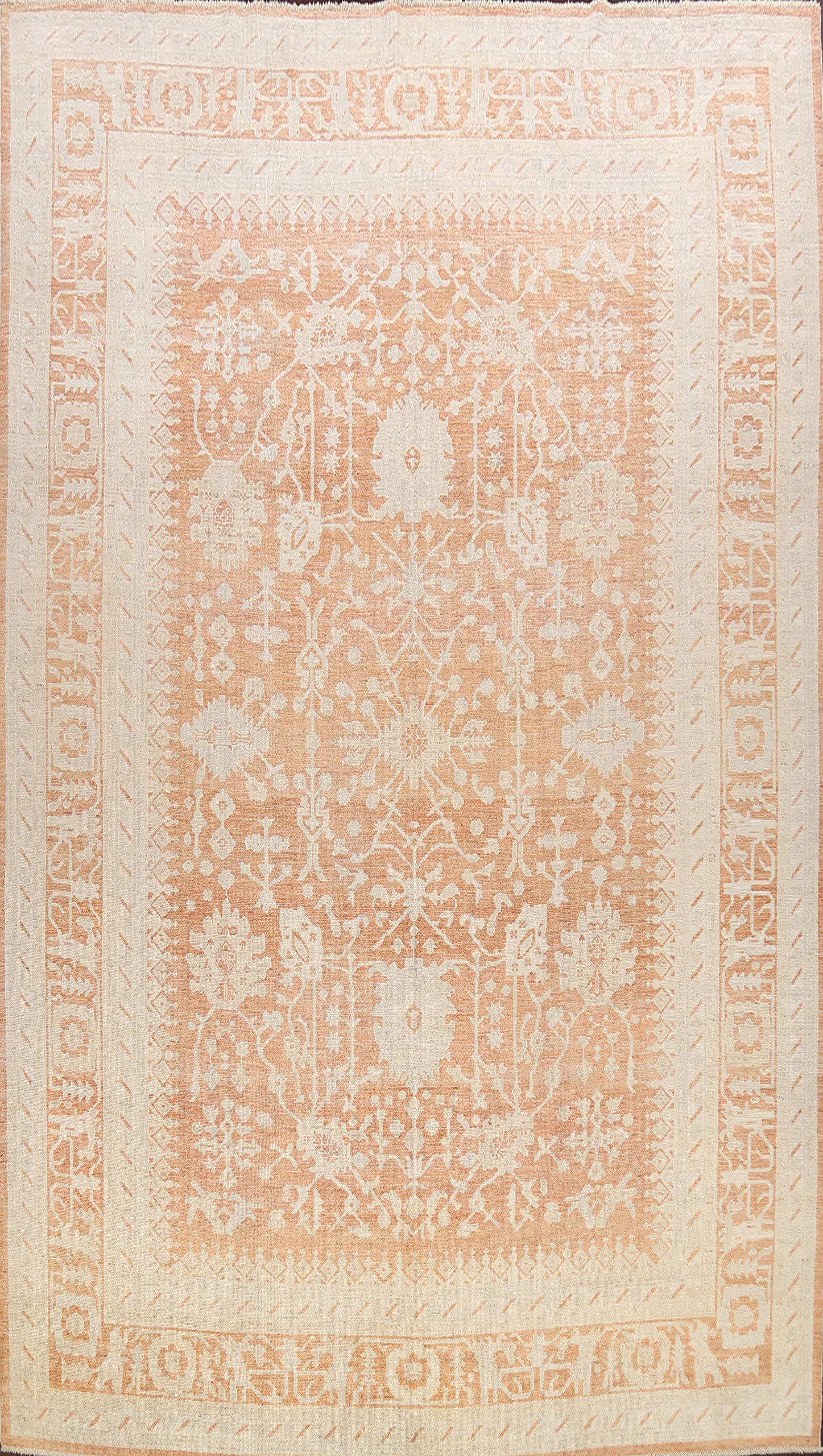 Large Floral Oushak Oriental Area Rug - Hand-Knotted Wool Carpet 11x14 (10'6