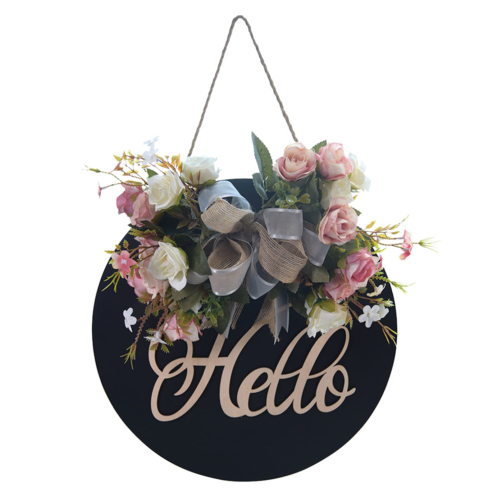 White Artificial Petals Wedding Sign - Round Wooden Hanging Welcome Decor for Home, Door & Indoor Wall - Perfect for Wedding Decorations, Housewarming Gifts & Farmhouse Style Home Decor