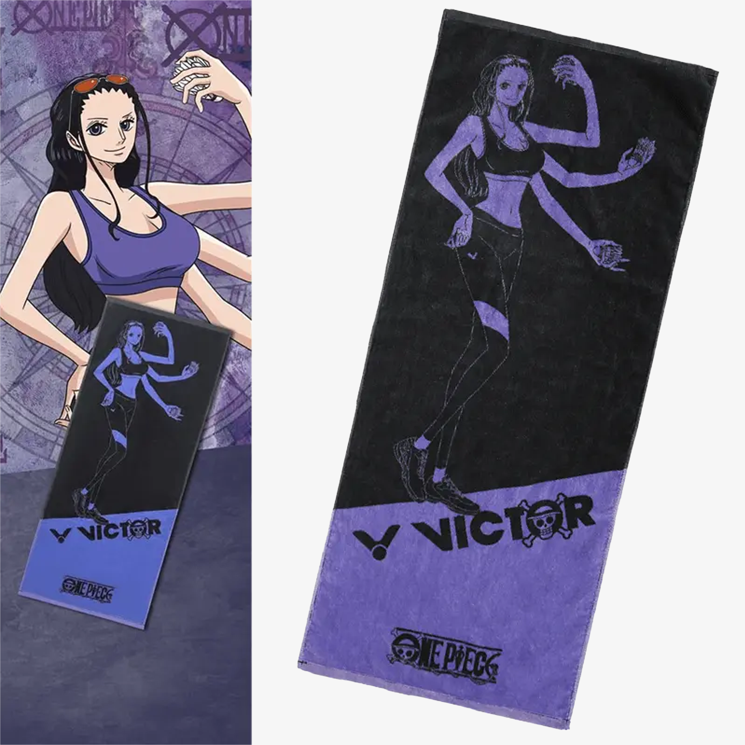 Victor x One Piece Anime Robin Character Themed Black Bath Towel - Perfect for Cosplay, Anime Fans, and Bathroom Decor