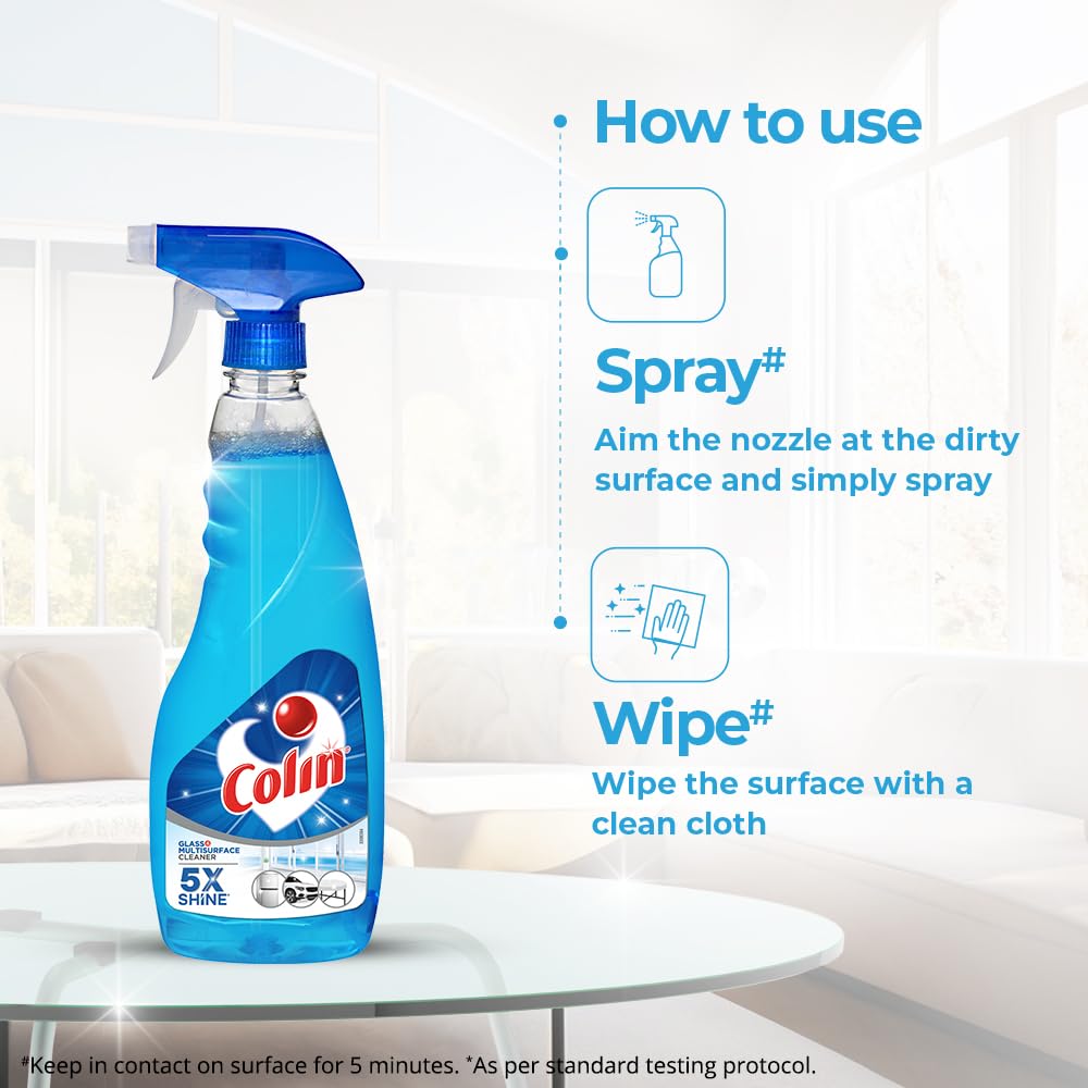Colin 1 Liter Refillable Glass & Multi-Surface Cleaner Liquid | Best for Cars, Kitchens, Windows & Home Cleaning | Streak-Free Shine | Ideal for Daily Household & Auto Care