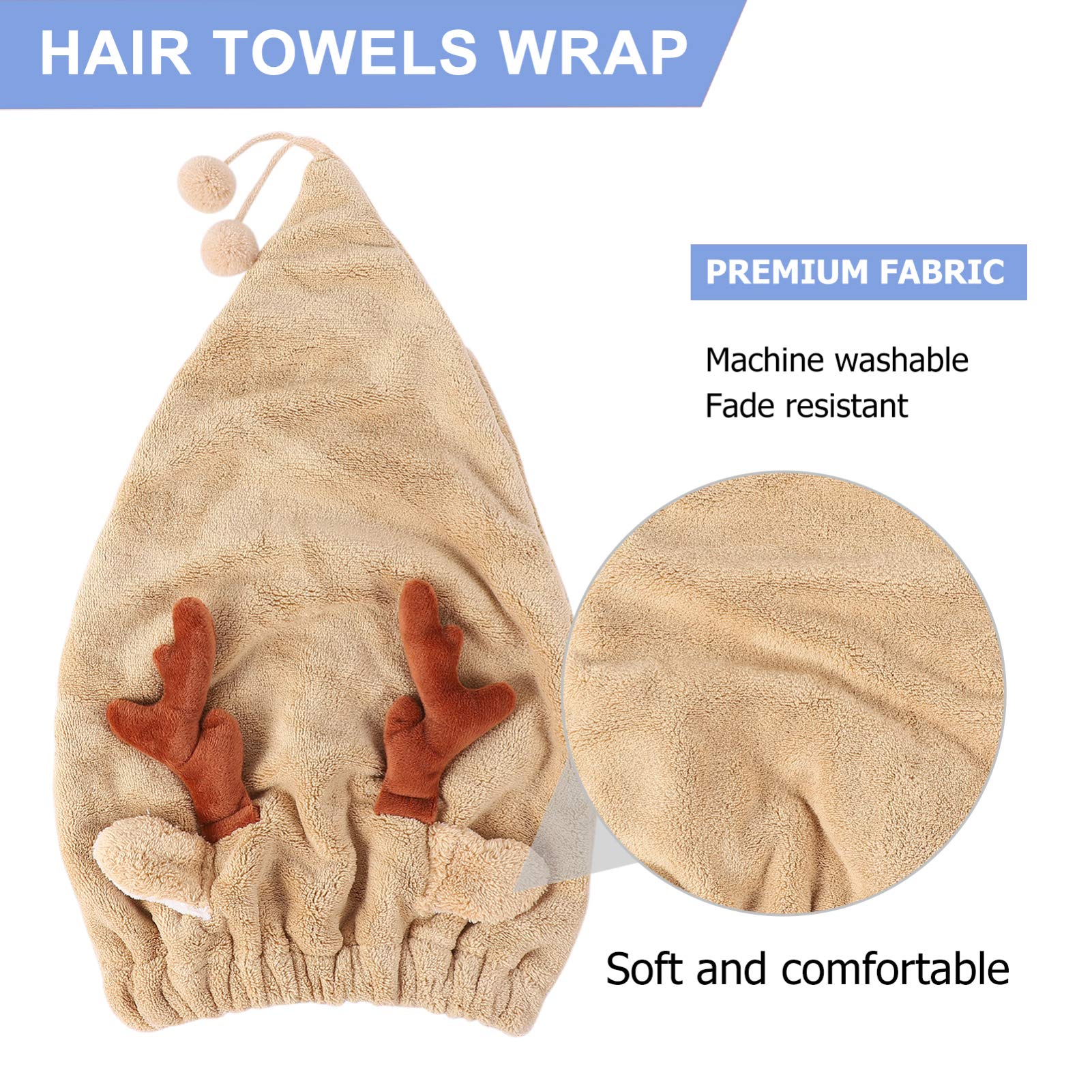 Beaupretty 2 Pack Thick Soft Hair Towel Wrap for Women & Girls - Super Absorbent Microfiber Hair Turban for Quick Drying Wet Hair - Perfect for Shower, Bath, Salon & Travel Use