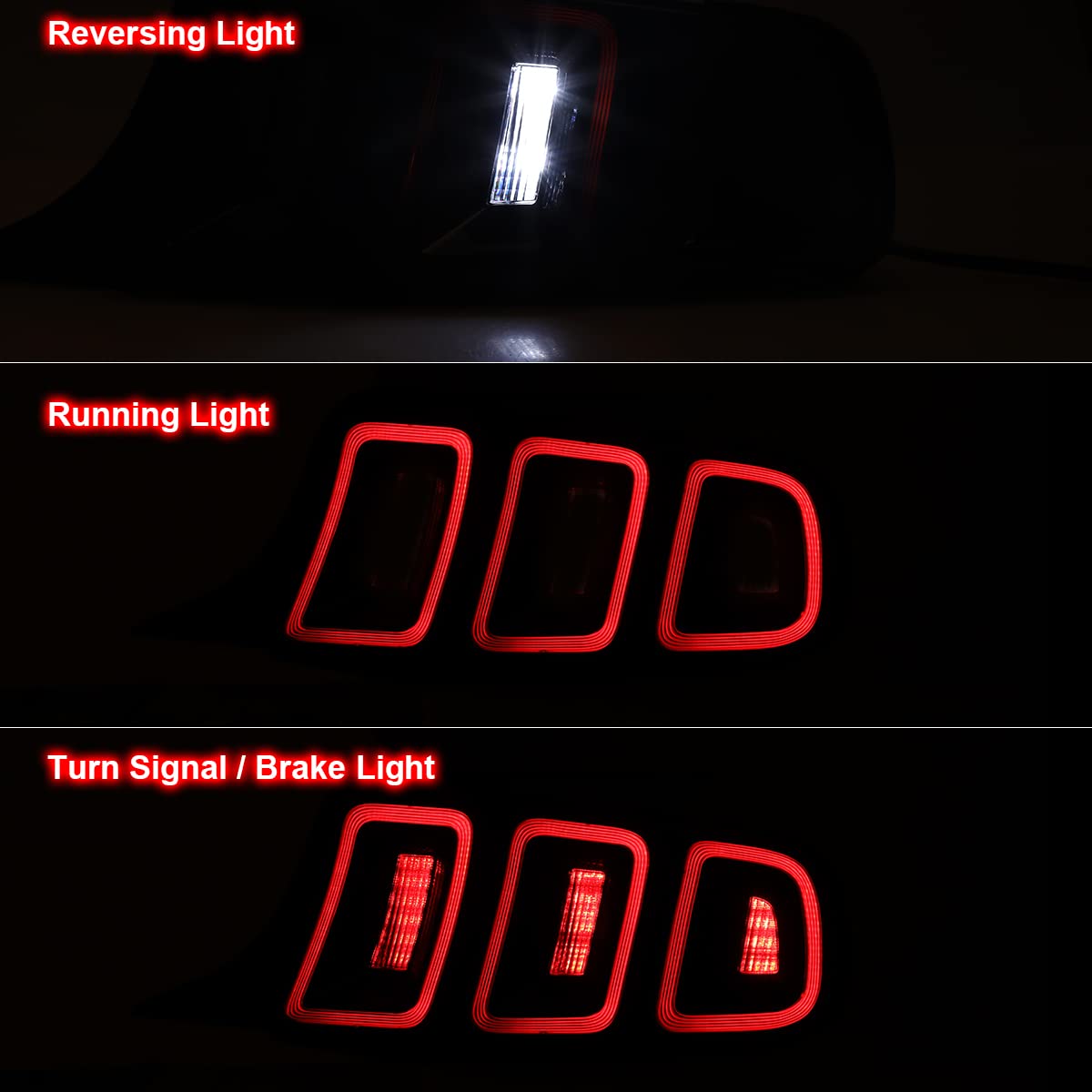 ROXX Full LED Tail Lights Assembly for 2010-2014 Ford Mustang - Sequential Turn Signals, DRL, Brake & Reverse Lights - Red Lens (Pair) - Upgrade Your Mustang's Style & Safety for Night Driving & Car Shows