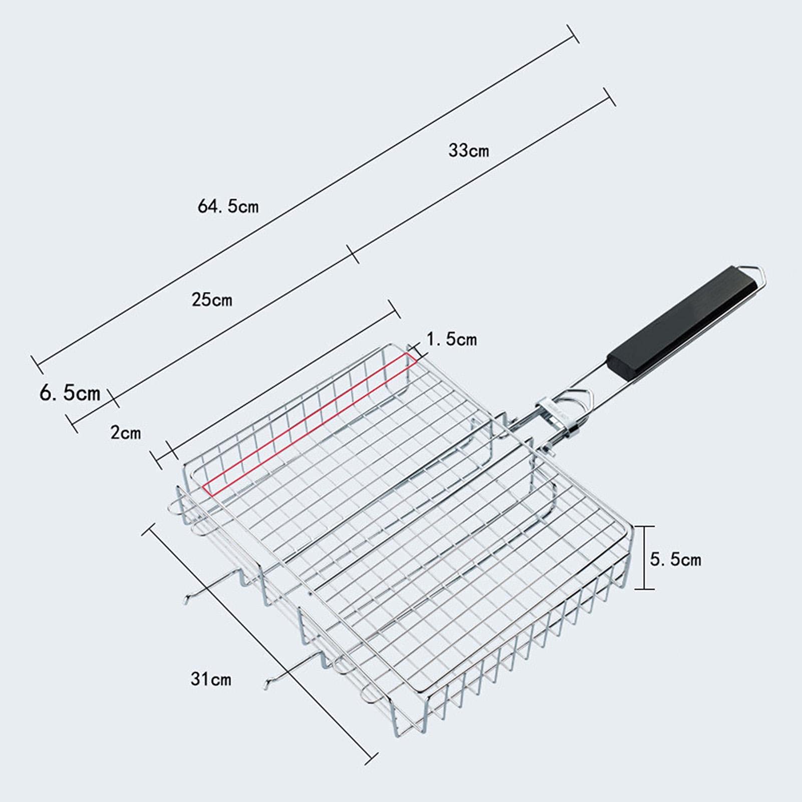 Stainless Steel BBQ Grill Basket - Large 3-Notch Fish Grilling Basket with Anti-Scalding Handle, Portable & Removable with Carry Bag - Perfect for Outdoor Camping, Picnics, and Backyard Barbecues