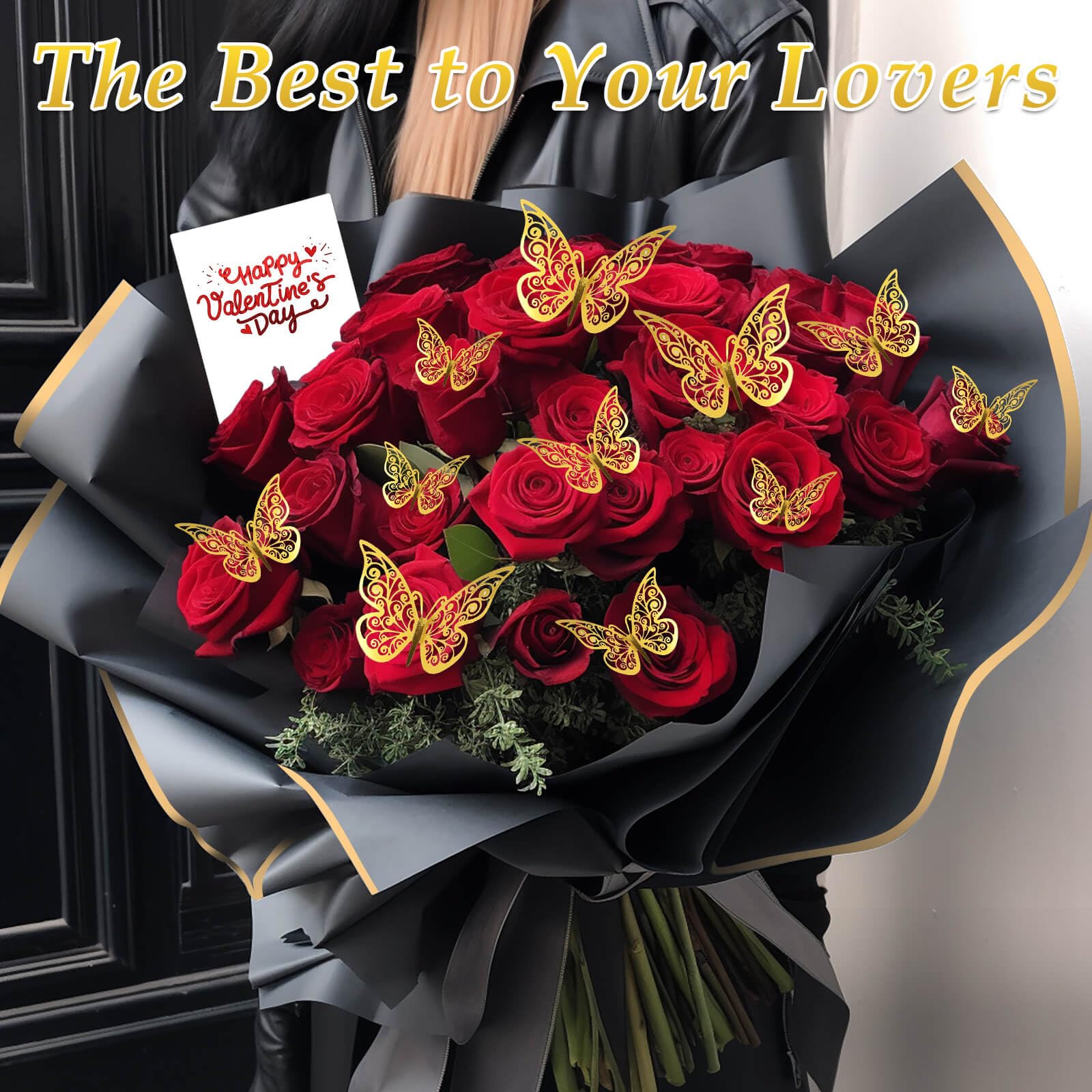 Waterproof Floral Wrapping Paper - 20 Sheets Bouquet Gift Wrap with 3D Butterflies & Ribbons for Wedding, Birthday, Florist Arrangements - Perfect for DIY Flower Bouquets, Gift Packaging and Special Occasions