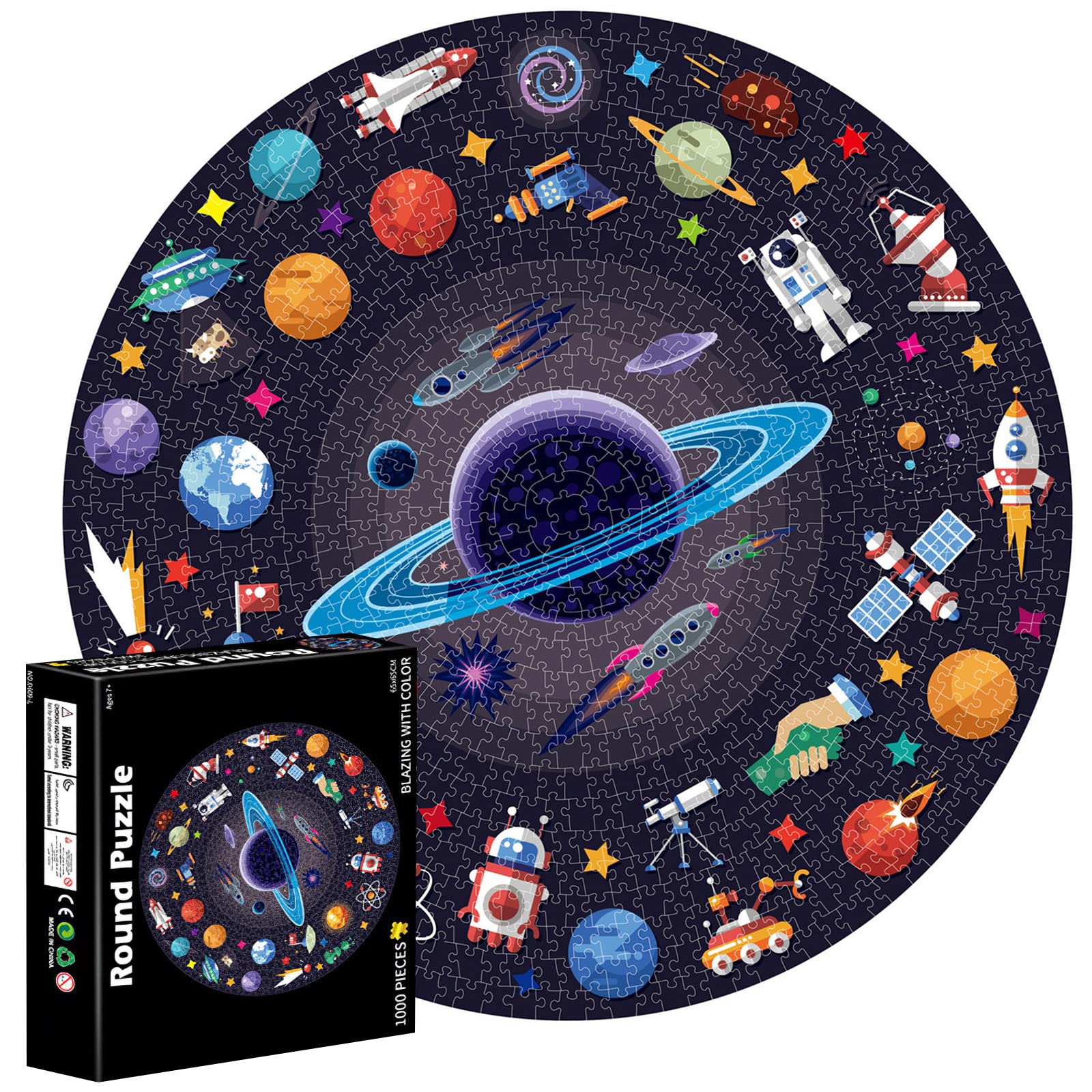 Bysonice 1000-Piece Round Space Jigsaw Puzzle - High Definition Round Shaped Puzzle for Adults & Family, Stress Relief & Brain Teaser - Perfect for Relaxation, Family Game Night & Home Decor