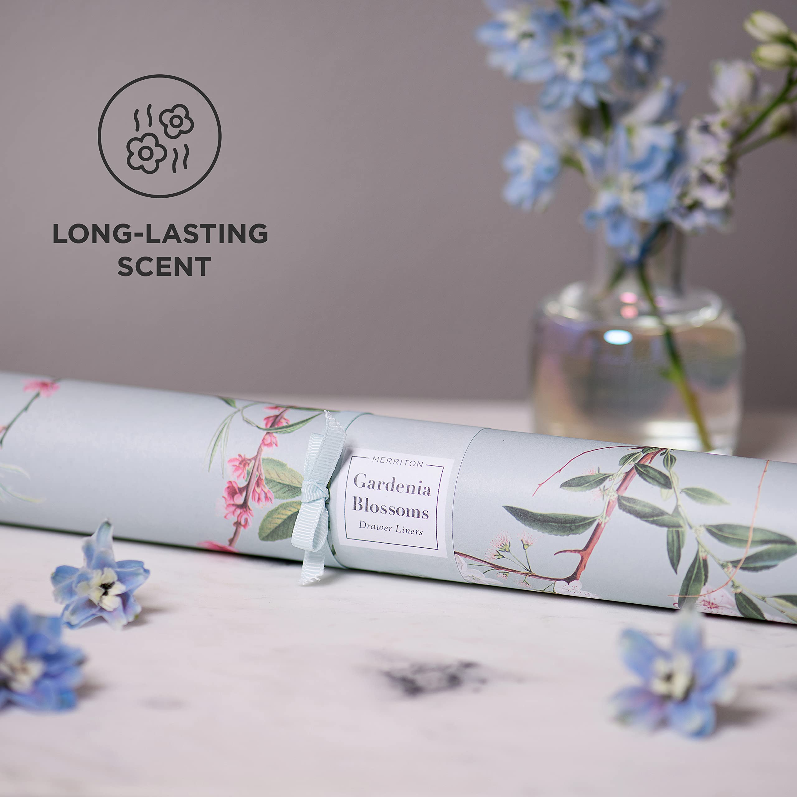 Fragrant Drawer Liners - Scented Non-Adhesive Shelf Liners for Dressers, Cabinets, Linen Closets & Kitchen Storage | Fresh Gardenia Blossom Scent | Perfect for Organizing & Refreshing Clothes, Towels & Home Spaces