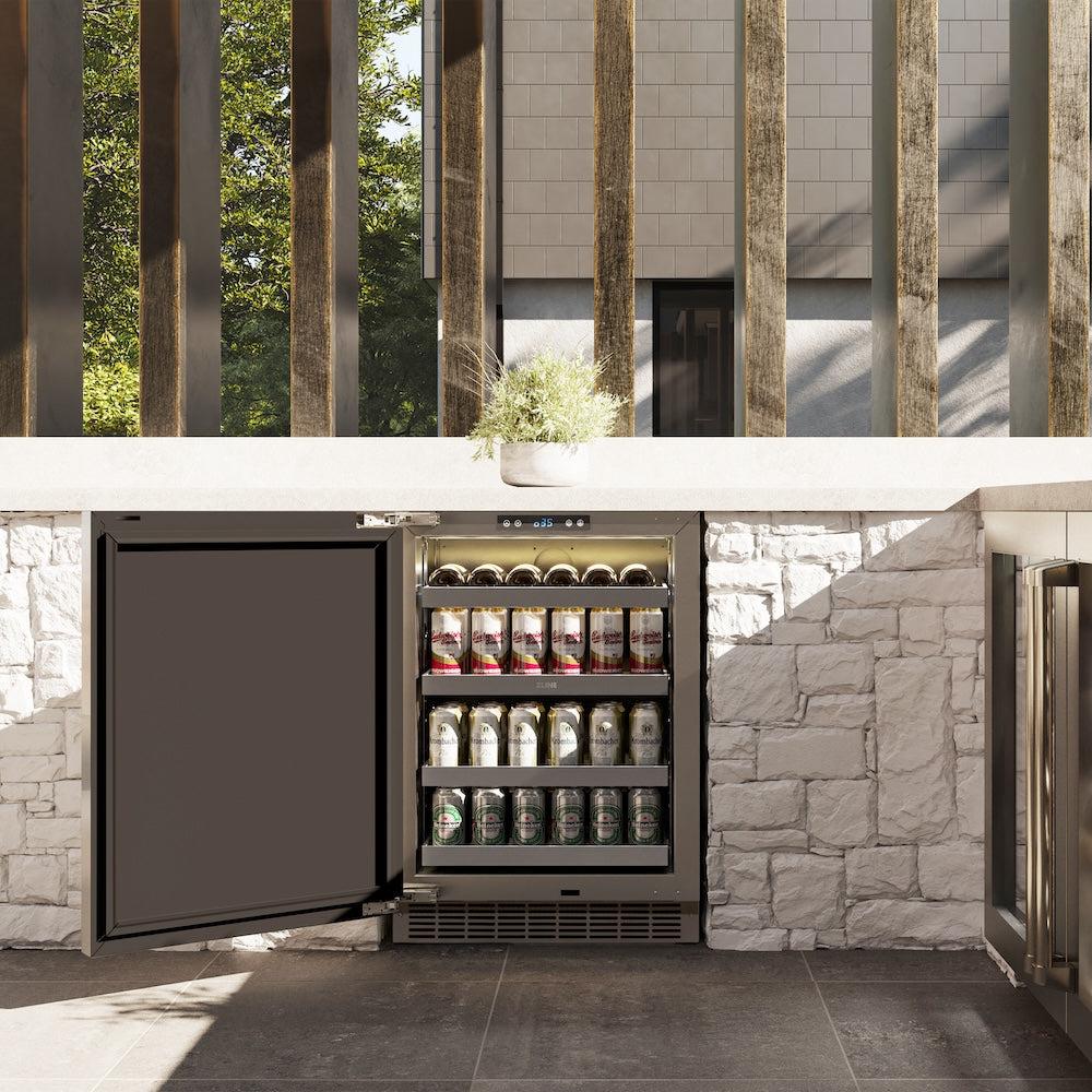 ZLINE 24 Inch Stainless Steel Beverage Refrigerator - 151 Can Capacity, Touchstone Series, Commercial Grade Cooler for Home Bar, Office, or Restaurant (RBSO ST 24) | Perfect for Storing Beer, Wine, Soda & Energy Drinks