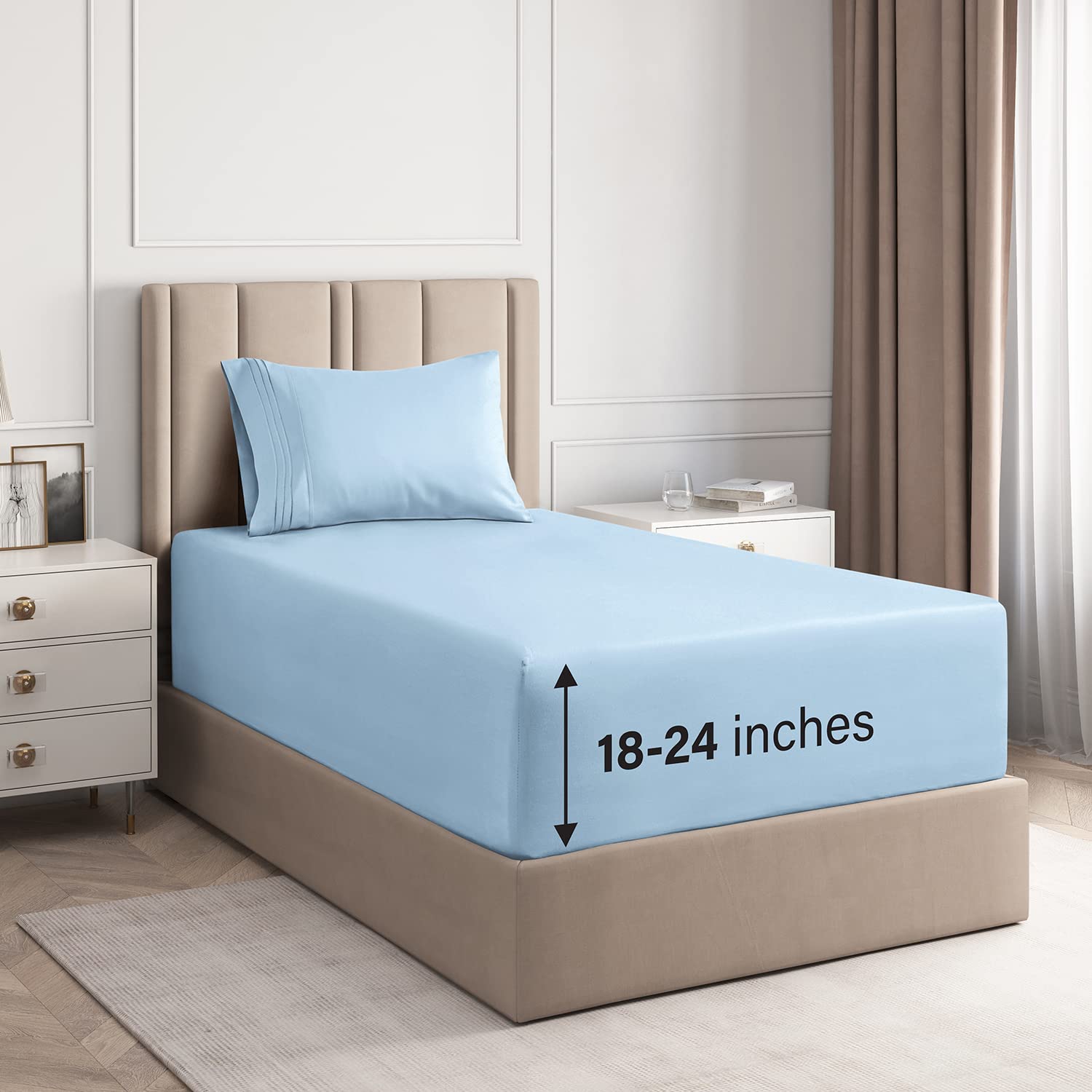 Extra Deep Pocket Twin XL Sheet Set - 3 Piece Fitted Sheet Set for 14-18 Inch Mattresses - Soft Breathable Bedding for Dorms, Guest Rooms & Extra Deep Mattresses