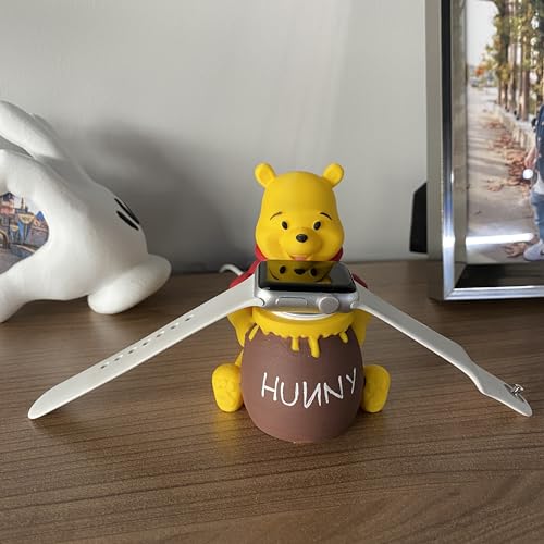 Handmade Care Bear Smart Watch Stand - Apple Watch Charging Dock with Cute Painting for Desk, Nightstand, Office & Travel Use
