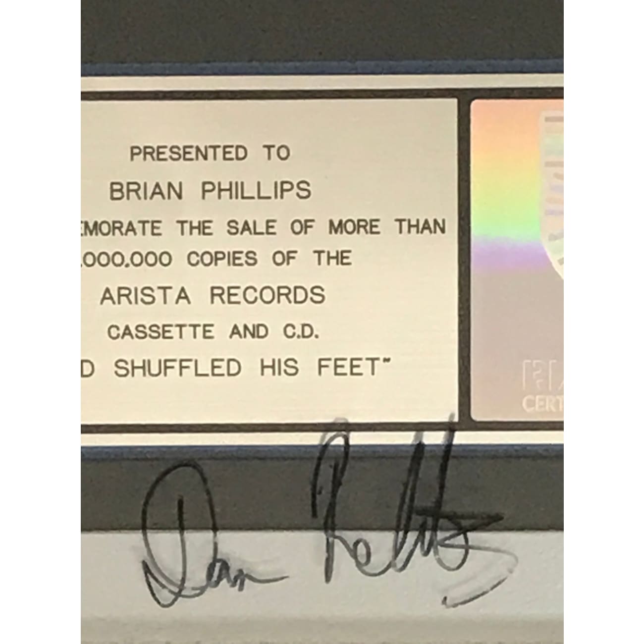 Crash Test Dummies God Shuffled His Feet RIAA Platinum Album Award - Signed by Band Members - Rare Collectible Music Memorabilia - Perfect for Music Fans & Record Collectors