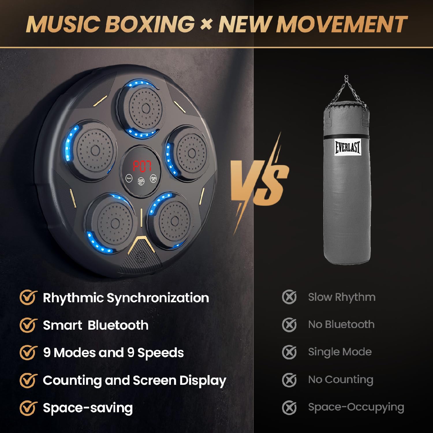 Smart Bluetooth Boxing Machine with Gloves - Wall Mounted Music Boxing Equipment for Home Workouts | Fitness Training & Stress Relief
