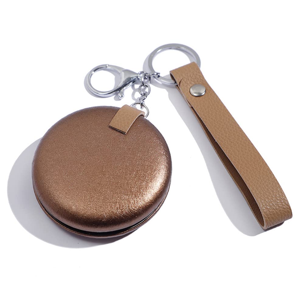 Portable Round Compact Mirror - Folding Double-Sided Mini Makeup Mirror with Keychain for Women & Girls | Perfect for Travel, Purse & Touch-Ups | Great Gift Idea