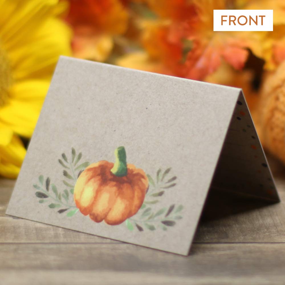 Koko Paper Co Thanksgiving Place Cards with Fill-in Gratitude Cards | 50-Pack Premium Heavy Cardstock | Perfect for Holiday Table Settings & Family Gatherings
