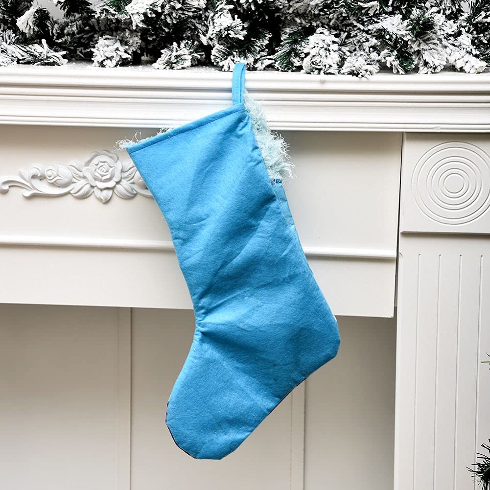 Pink & Blue Christmas Stockings - Santa & Snowman Holiday Decor for Fireplace, Xmas Tree, Winter Party - Festive Gift Bag & Hanging Ornament