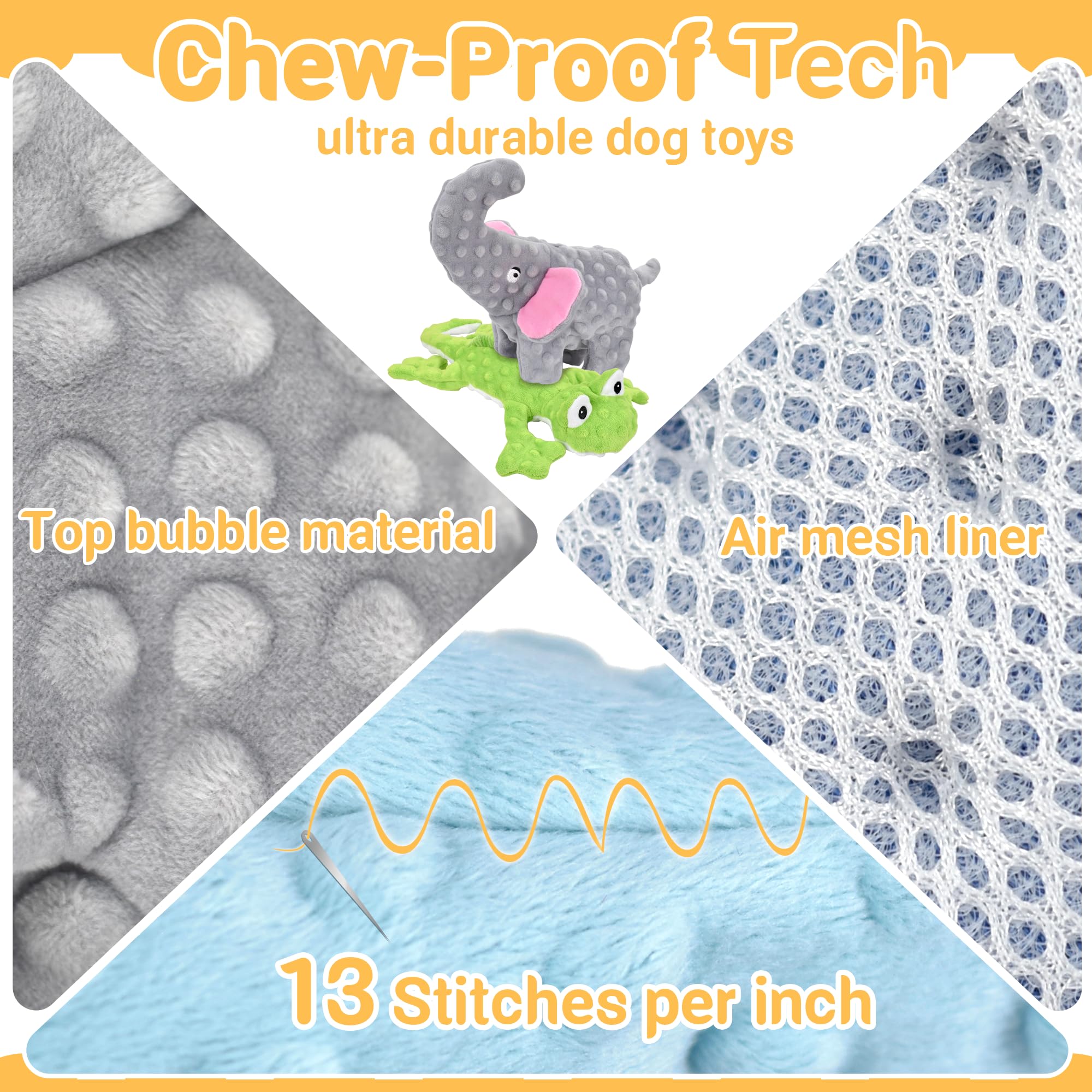 Durable No-Stuffing Dog Toys for Aggressive Chewers - Squeaky Chew Toys for Large, Medium & Small Dogs - 5-Pack Puppy Chew Toys for Indoor & Outdoor Play