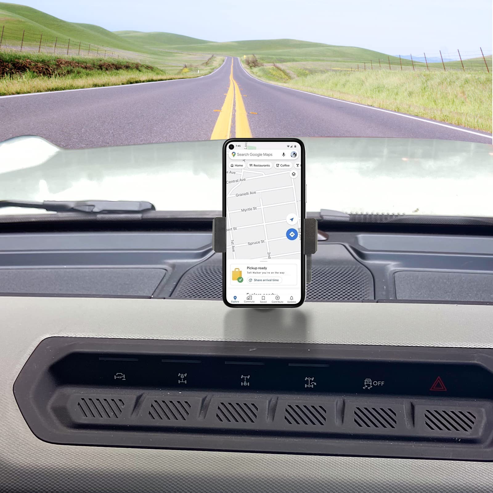 Premium Aluminum Alloy Dashboard Phone Mount Holder for Ford Bronco 2021-2023 - Anti-Shake Car Phone Stabilizer with Custom Adjustable Angle - Perfect for GPS Navigation & Hands-Free Driving (Not Compatible with Bronco Sport)