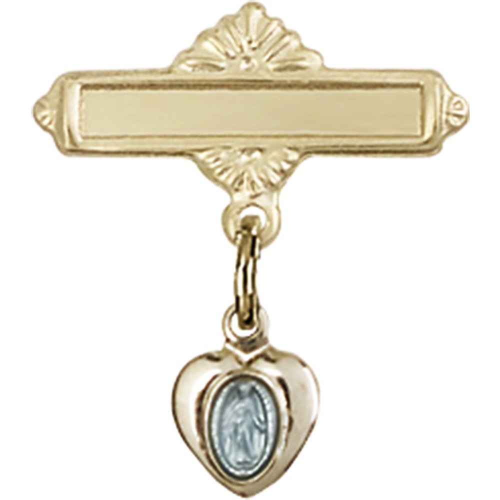 Sterling Silver Baby Badge with Gold Plated Blue Miraculous Charm - 3/4