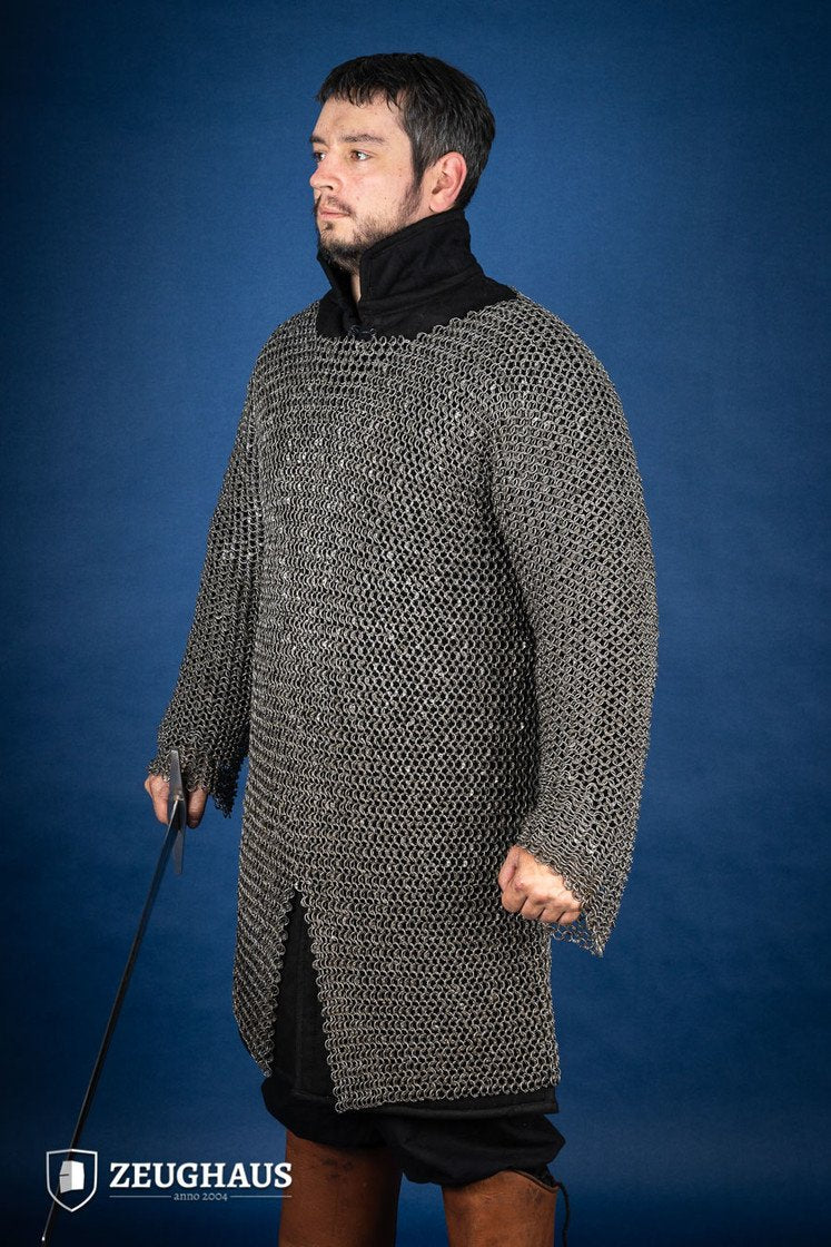 Chainmail Hauberk - 10mm Steel Round Ring Riveted Medieval Armor for LARP, Cosplay & Historical Reenactment | Oil Finished for Durability & Authentic Look
