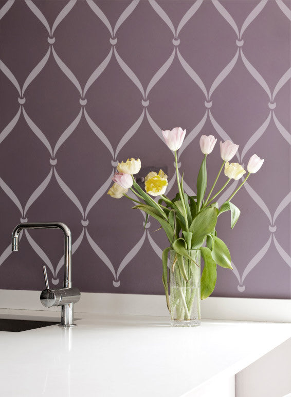 Ribbon Lattice Wall Stencil - Reusable DIY Painting Template for Home Decor, Crafts & Furniture - Perfect for Bedroom, Nursery, Living Room Accent Walls
