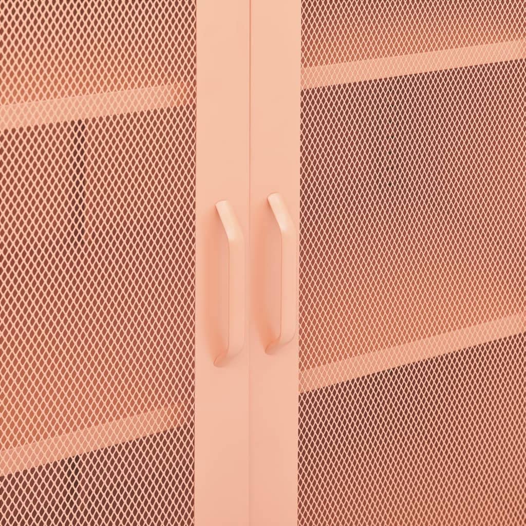 vidaXL Pink Steel Storage Cabinet with Shelves - Industrial Style File Cabinet for Hallway, Entryway & Living Room Organization | Home Office & Classroom Storage Solution
