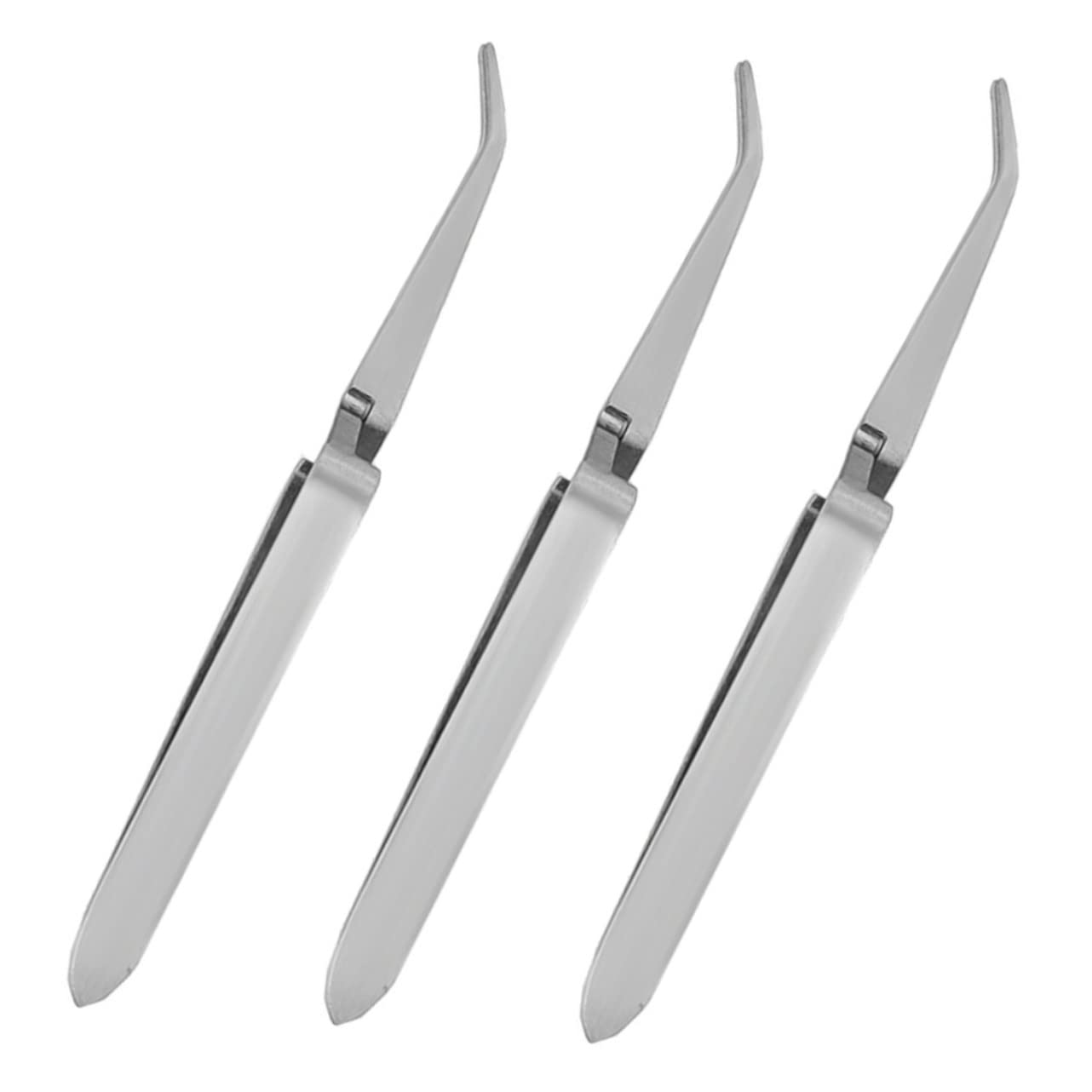 Healeved 3-Piece Stainless Steel Nail Art Tweezers Set – Precision Manicure Tools for Eyelashes, Decals & Nail Care (14.7x2cm) | Perfect for DIY Nail Art, Salon Professionals & Home Grooming