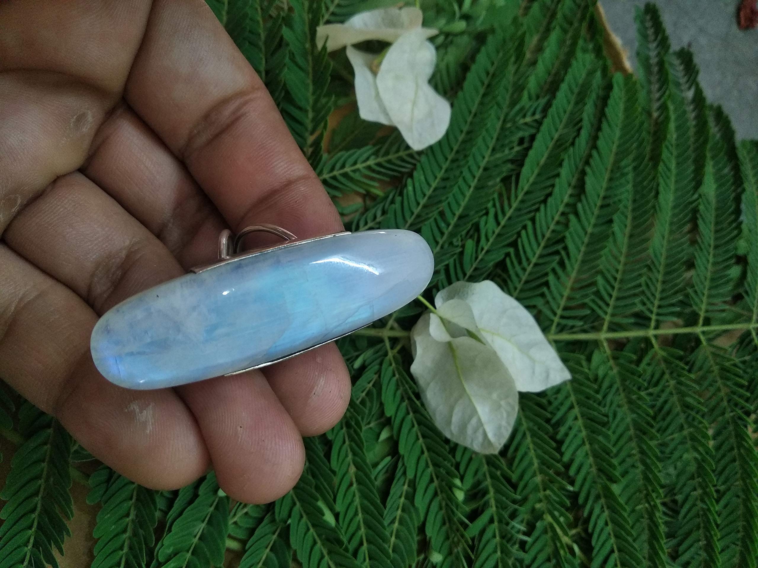 Moonstone Sterling Silver Ring – June Birthstone, Full Finger Statement Ring for Women | Elegant Engagement, Promise & Bridal Party Jewelry | Unique Gift for Her, Gypsy & Boho Style | Perfect for Weddings, Anniversaries & Special Occasions