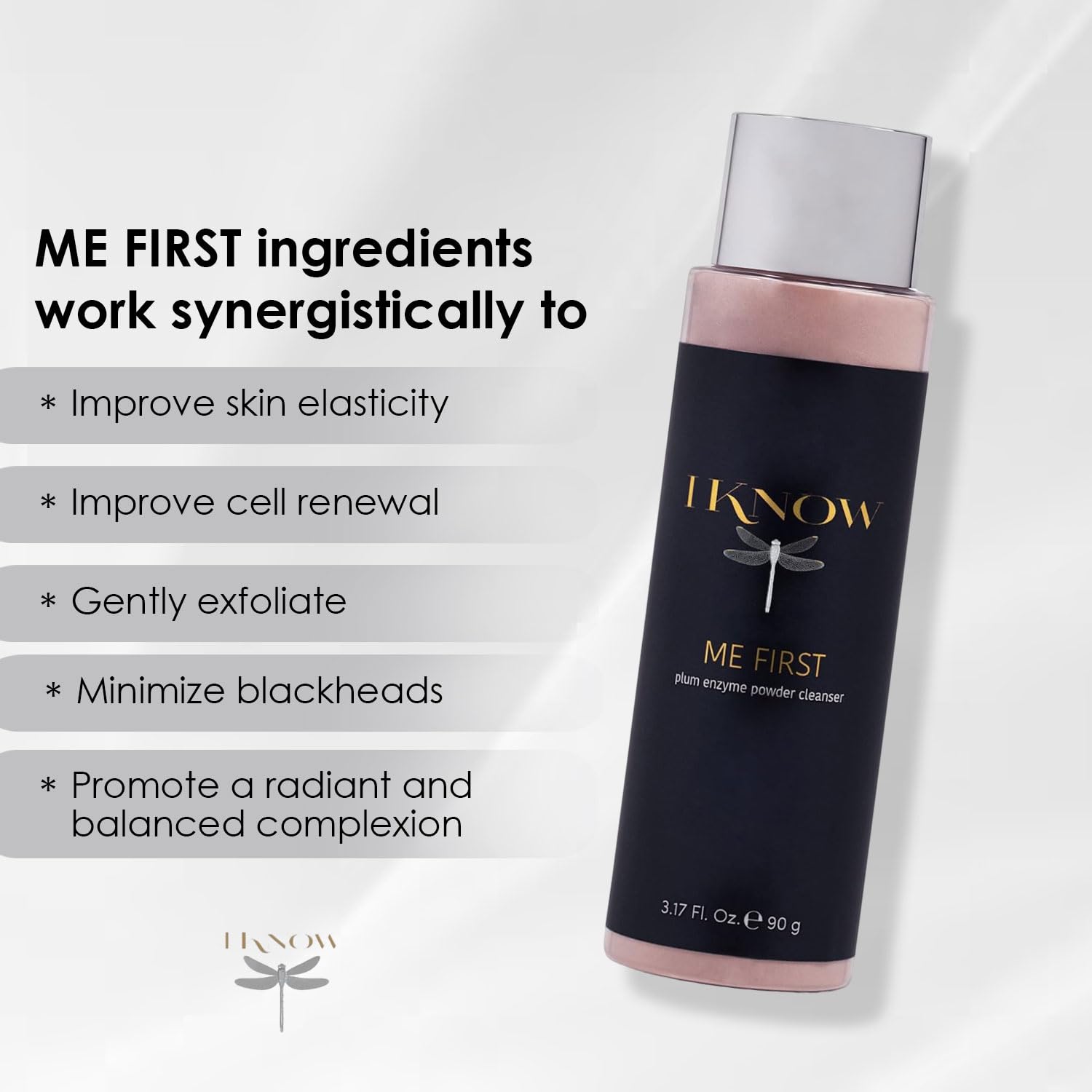 IKNOW ME FIRST Plum Enzyme Powder - Gentle Exfoliating Face Scrub & Cleanser for Radiant Skin, Banana Powder Facial Wash for Sensitive Skin - Perfect for Daily Minimalist Skincare Routine & Spa Night Self-Care (3.17oz/90g)