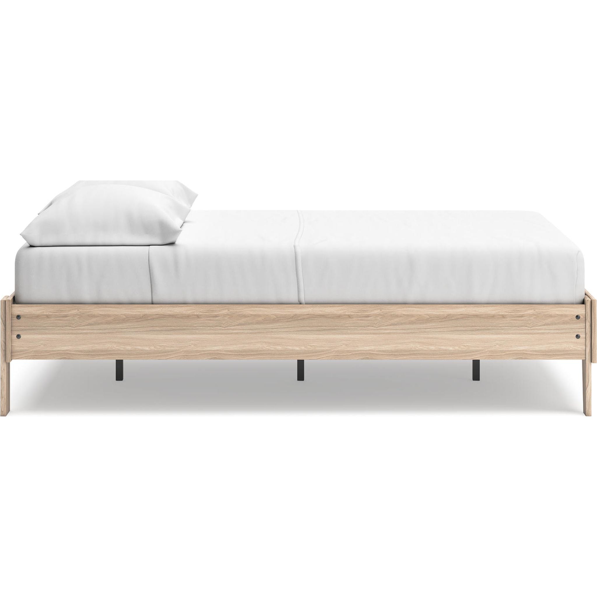 Battelle Full Platform Bed Frame in Tan - Modern Minimalist Wooden Bed with Sturdy Support - Perfect for Bedroom, Guest Room, and Small Space Living