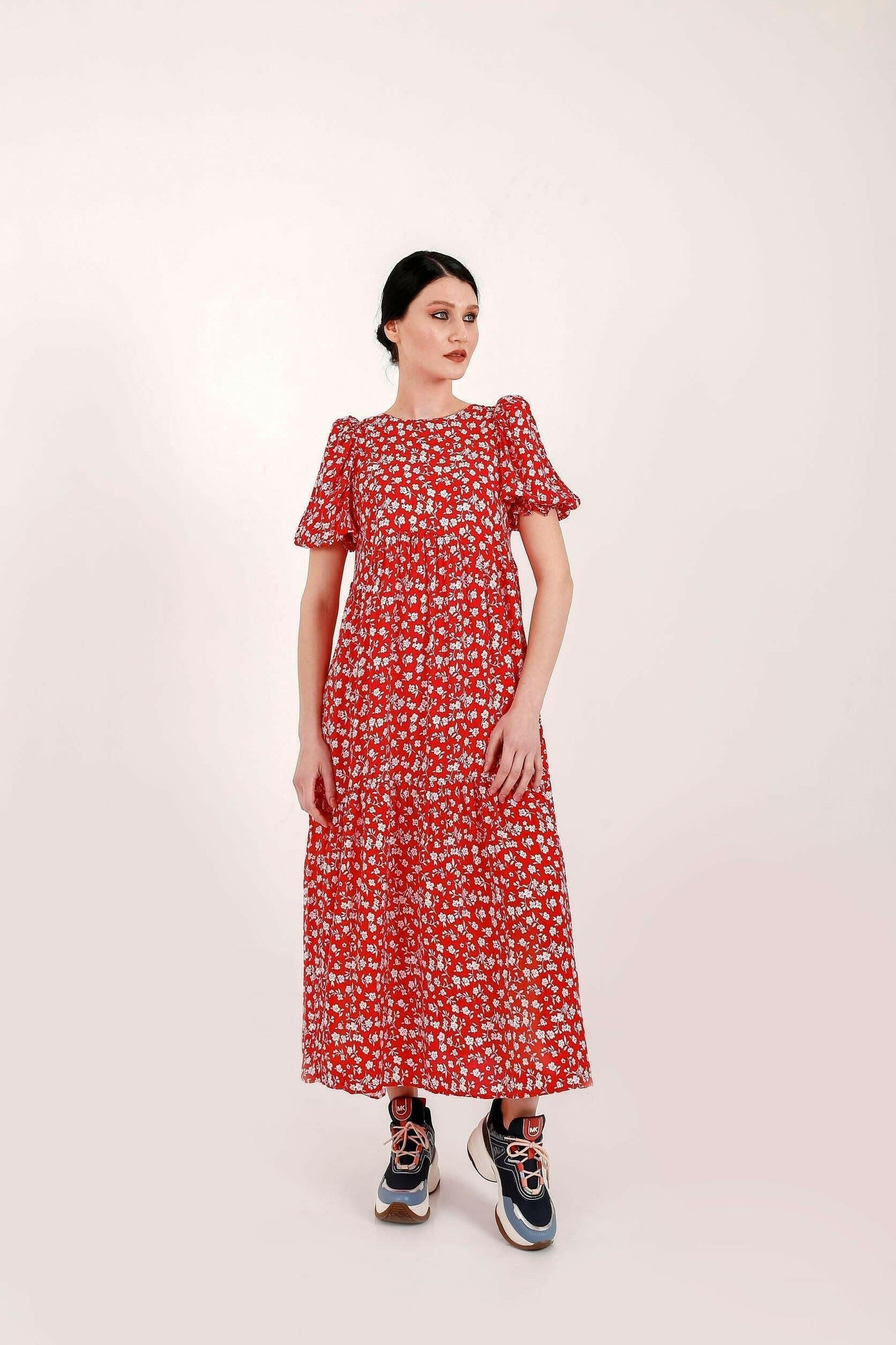 Milina Shirred Tier Midi Dress - Flowy Summer Dress with Ruffles for Women | Perfect for Beach, Vacation & Date Night Outfits