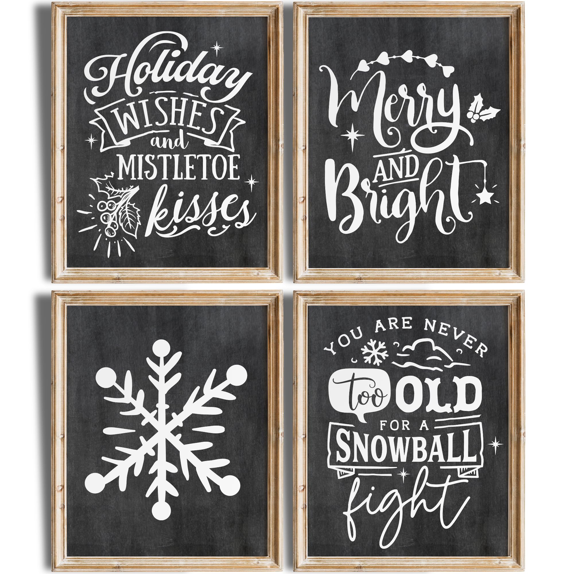Vintage Christmas Chalkboard Art Prints Set of 4 - 8x10 Unframed Wall Decor | Holiday Quotes & Festive Designs | Perfect for Home, Living Room, Office Decor | Great for Christmas Gifts, Party Decorations & Seasonal Home Styling