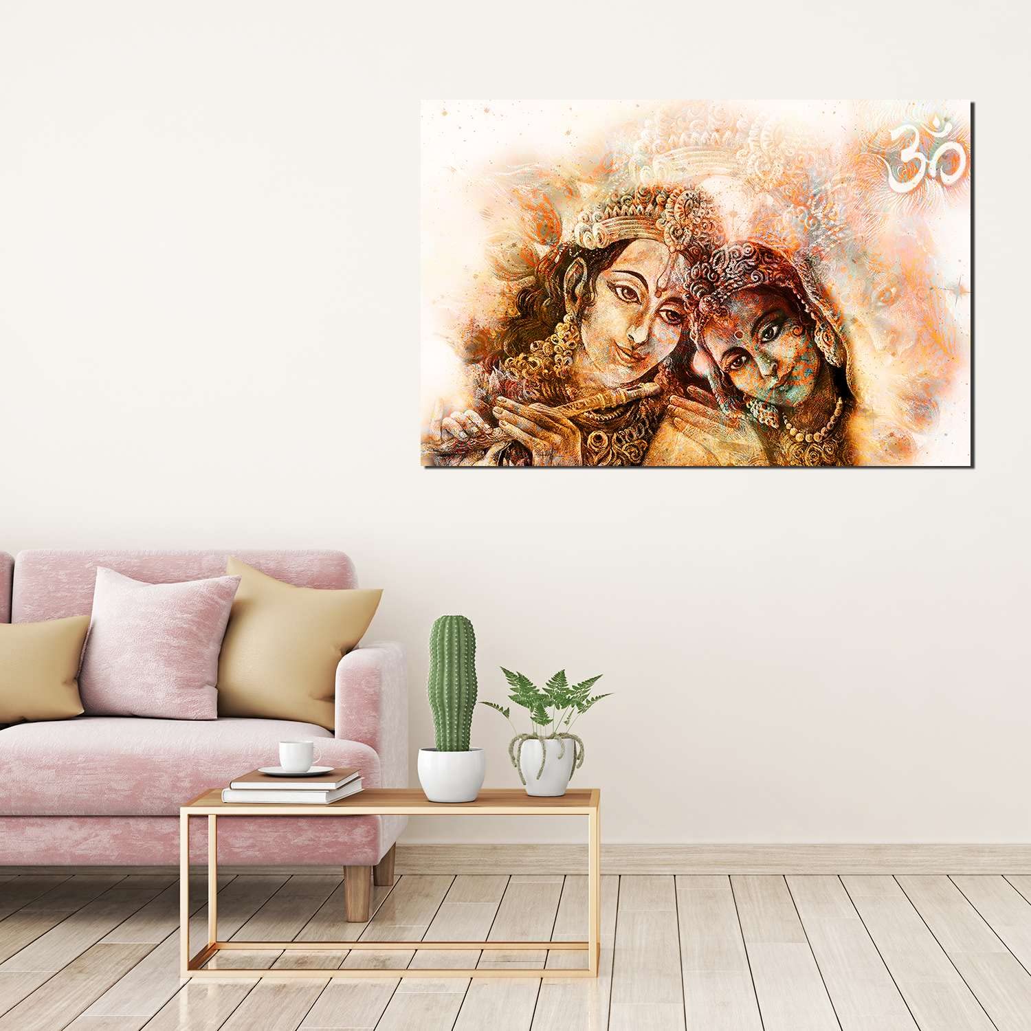 Abstract Indian Music Brown Canvas Wall Art - 32x48 Inch Framed Painting for Living Room, Modern Home Decor - Perfect for Boho, Contemporary & Eclectic Interior Design Styles