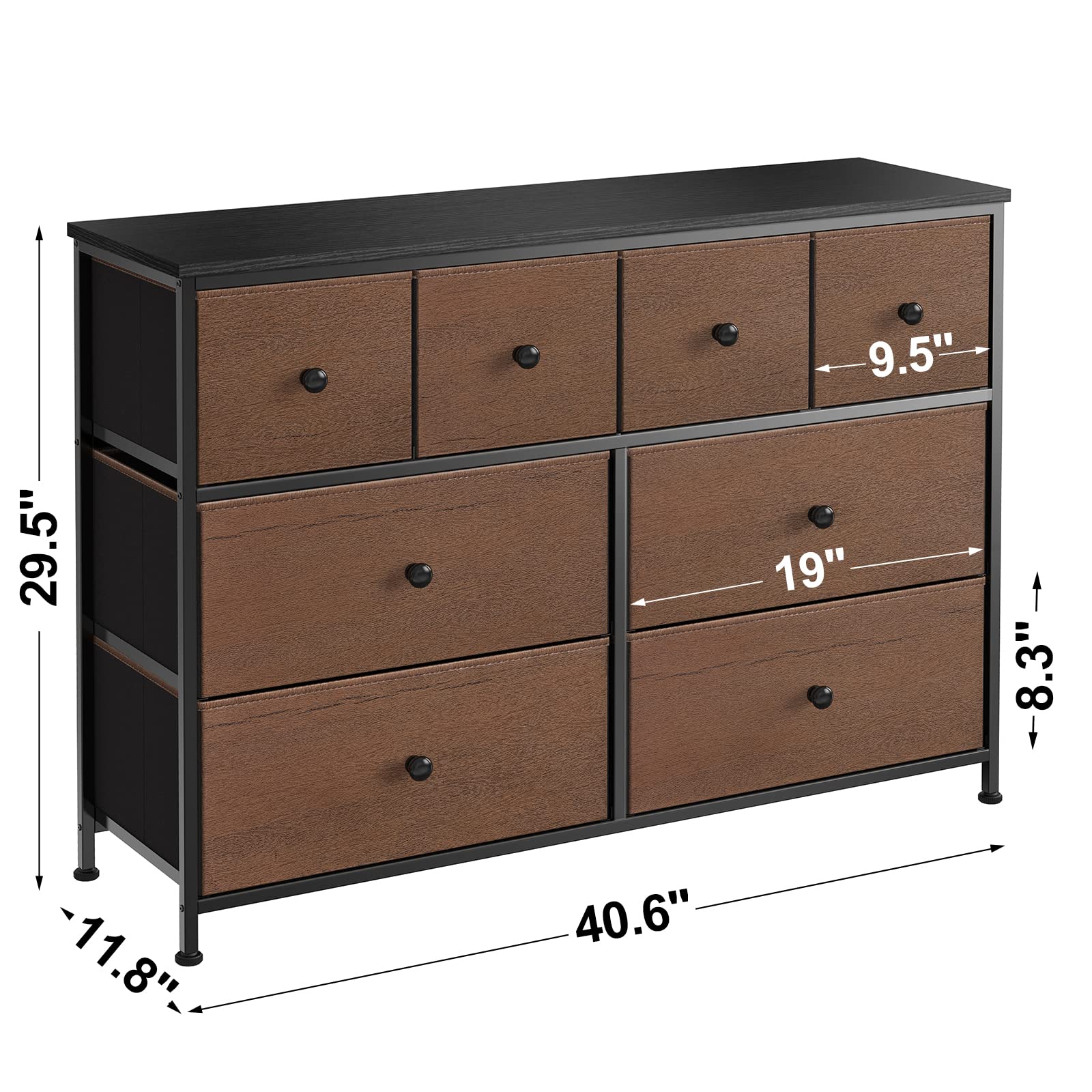 REAHOME 8-Drawer Dresser for Bedroom - Faux Leather Storage Chest with Wooden Top, Large Capacity Organizer Tower with Steel Frame - Perfect for Living Room, Entryway, Home Office (Espresso Brown) - Ideal for Clothes, Towels & Home Organization