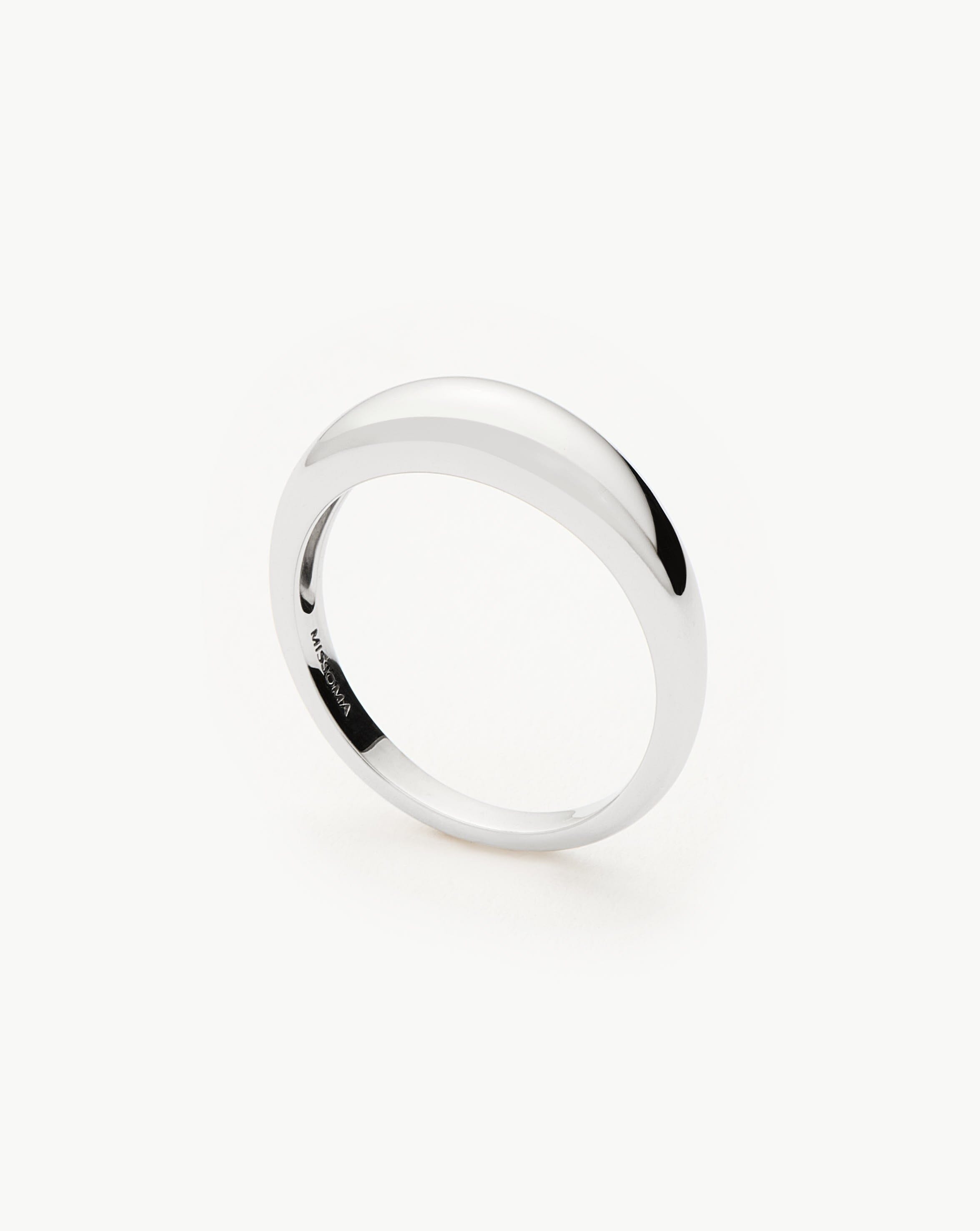 14K Solid White Gold Classic Dome Ring for Women - Elegant & Timeless Jewelry for Weddings, Anniversaries & Special Occasions