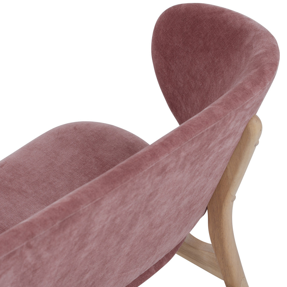 POLARA 2 Seater Lounge Chair - Modern Oak Wood Frame with Salmon Fabric - Perfect for Living Room, Patio or Office Relaxation