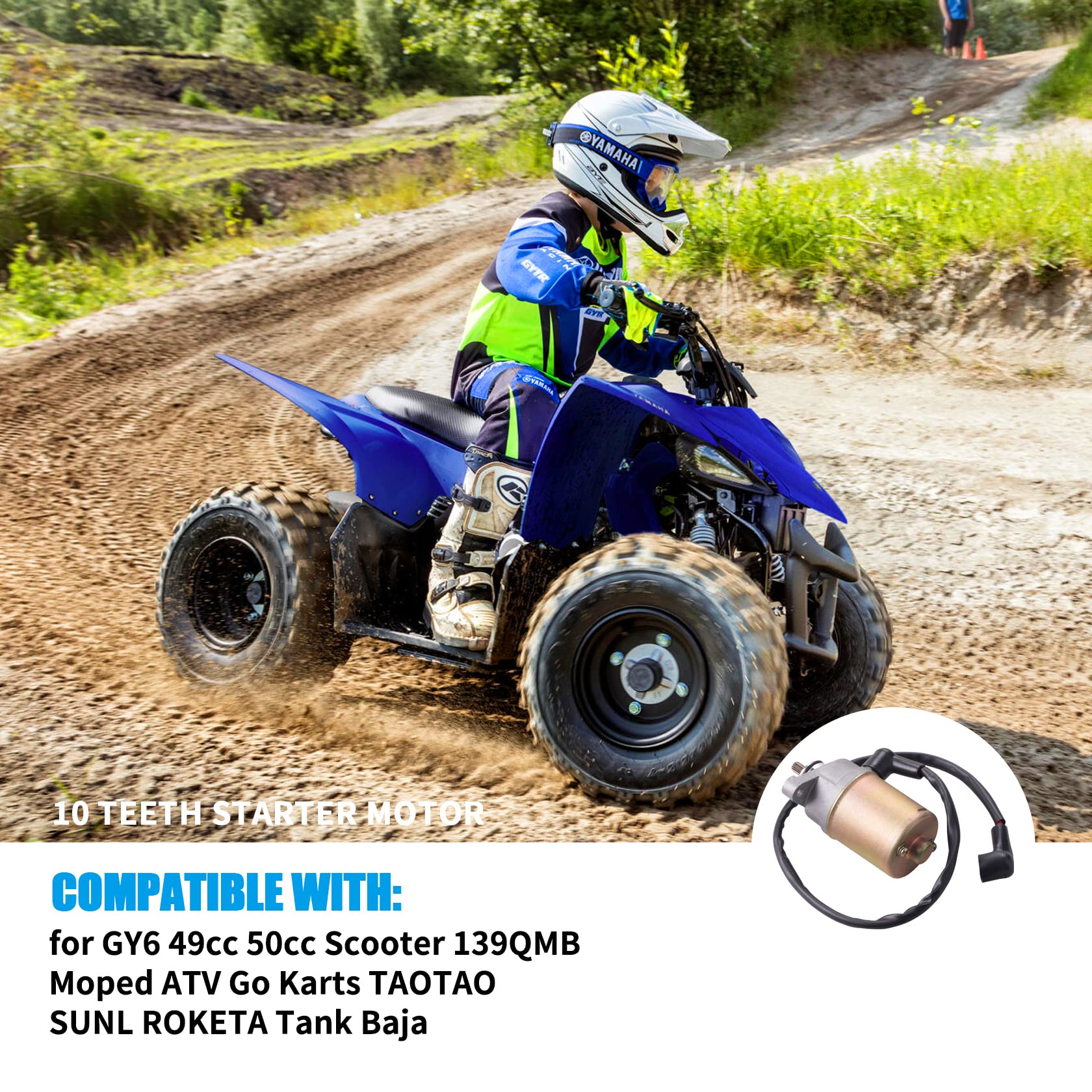 JINGKE 10 Teeth Starter Motor for GY6 49cc 50cc Scooter - Compatible with 139QMB Moped, ATV, Go Karts, TAOTAO, SUNL, ROKETA, Tank, Baja - Perfect for Scooter Repair & Engine Replacement