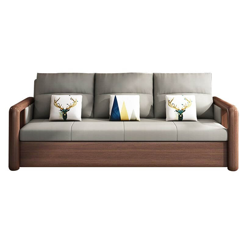 Modern Leather Sofa for Small Apartments - Convertible Backrest Sofa Bed for Living Room, Guest Room & Studio - Comfortable & Space-Saving Furniture