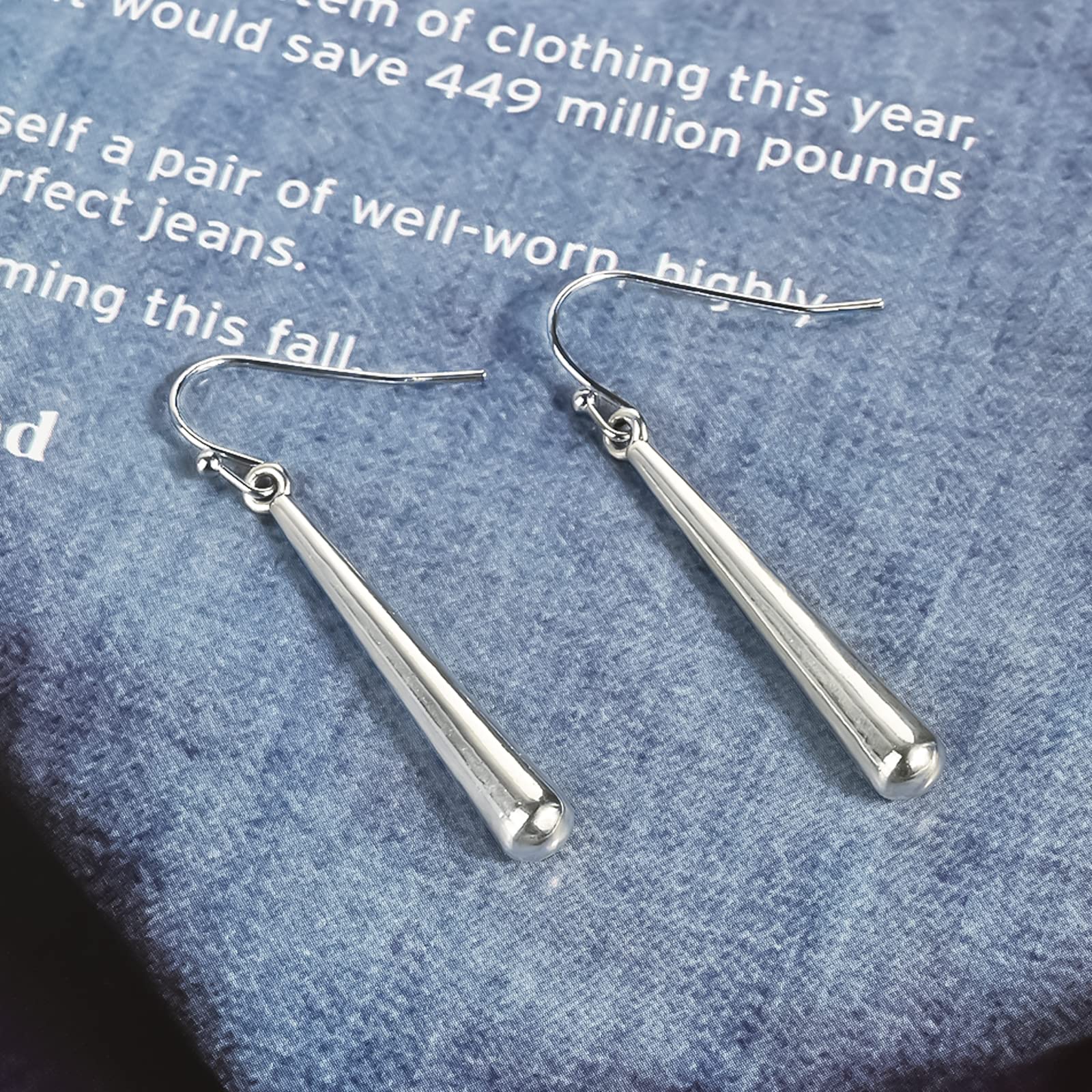 925 Sterling Silver Baseball Bat Hoop Earrings - Hypoallergenic Handmade Dangle Earrings for Women | Trendy Minimalist Long Bar Drop Earrings | Perfect for Baseball Games, Sports Events & Casual Wear
