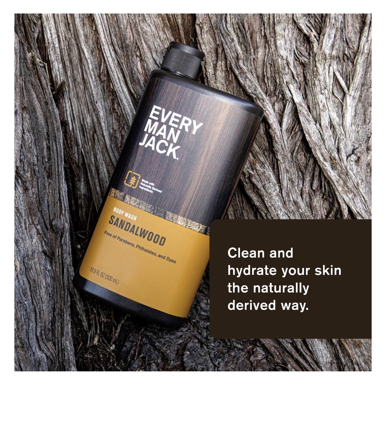 Every Man Jack Sandalwood Body Wash for Men - 16.9 fl oz | Natural Ingredients, Hydrating & Refreshing | Perfect for Daily Shower & Gym Post-Workout
