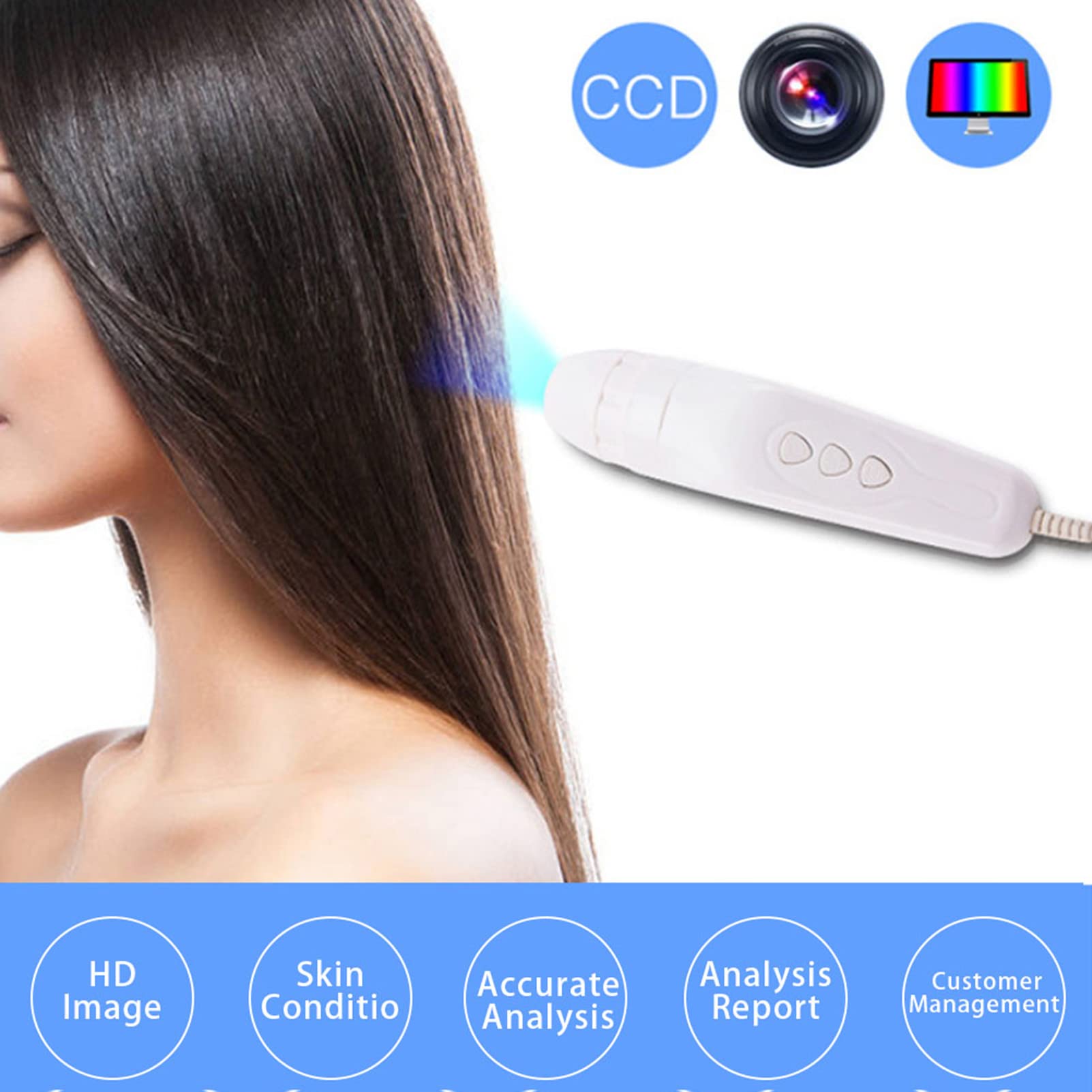 Professional Skin & Hair Analyzer - 50X/200X Magnification Facial Skin Health Detector, Moisture & Pigment Tester, Home & Salon Use - Perfect for Skin Diagnosis, Hair Analysis & Beauty Care