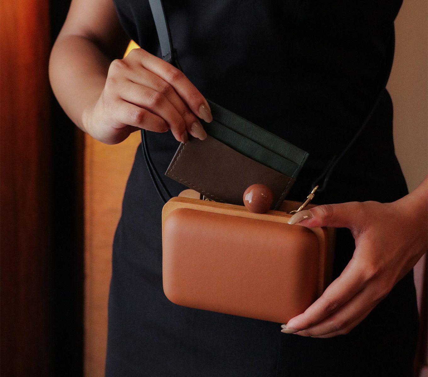 Stylish TOUCH WOOD Clutch Purse for Women - Elegant Wooden Clutch Bag with Magnetic Closure - Perfect for Evening Parties, Weddings & Special Occasions