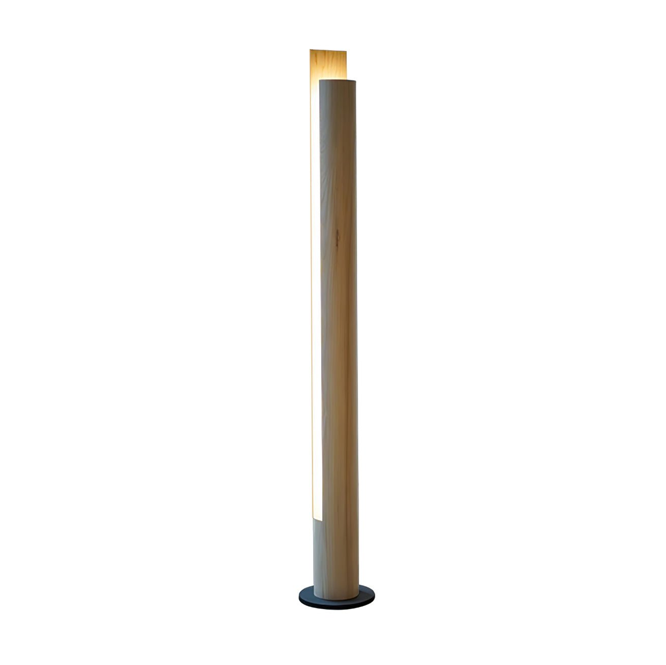 Modern Cylindrical Wooden Column Floor Lamp - Stylish Home & Office Lighting for Living Room, Bedroom, or Study