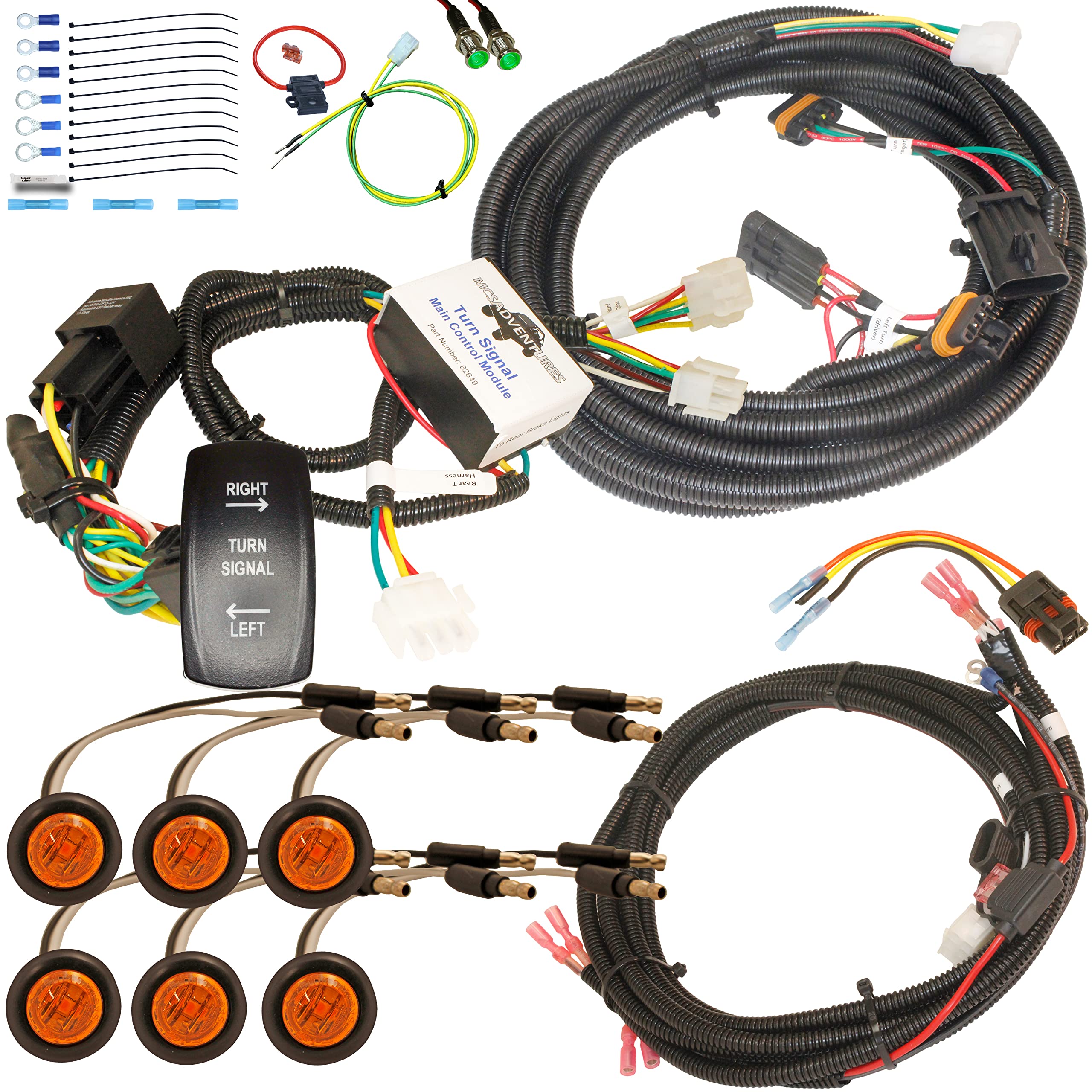 Vertical Rocker Switch Turn Signal Kit for 2015+ Polaris RZR 900, 2014+ RZR 1000, Turbo S, Pro XP & XP4 - Plug & Play Street Legal Blinkers Integrated with Brake Tail Lights - Perfect for Off-Roading & Street Legal Conversions