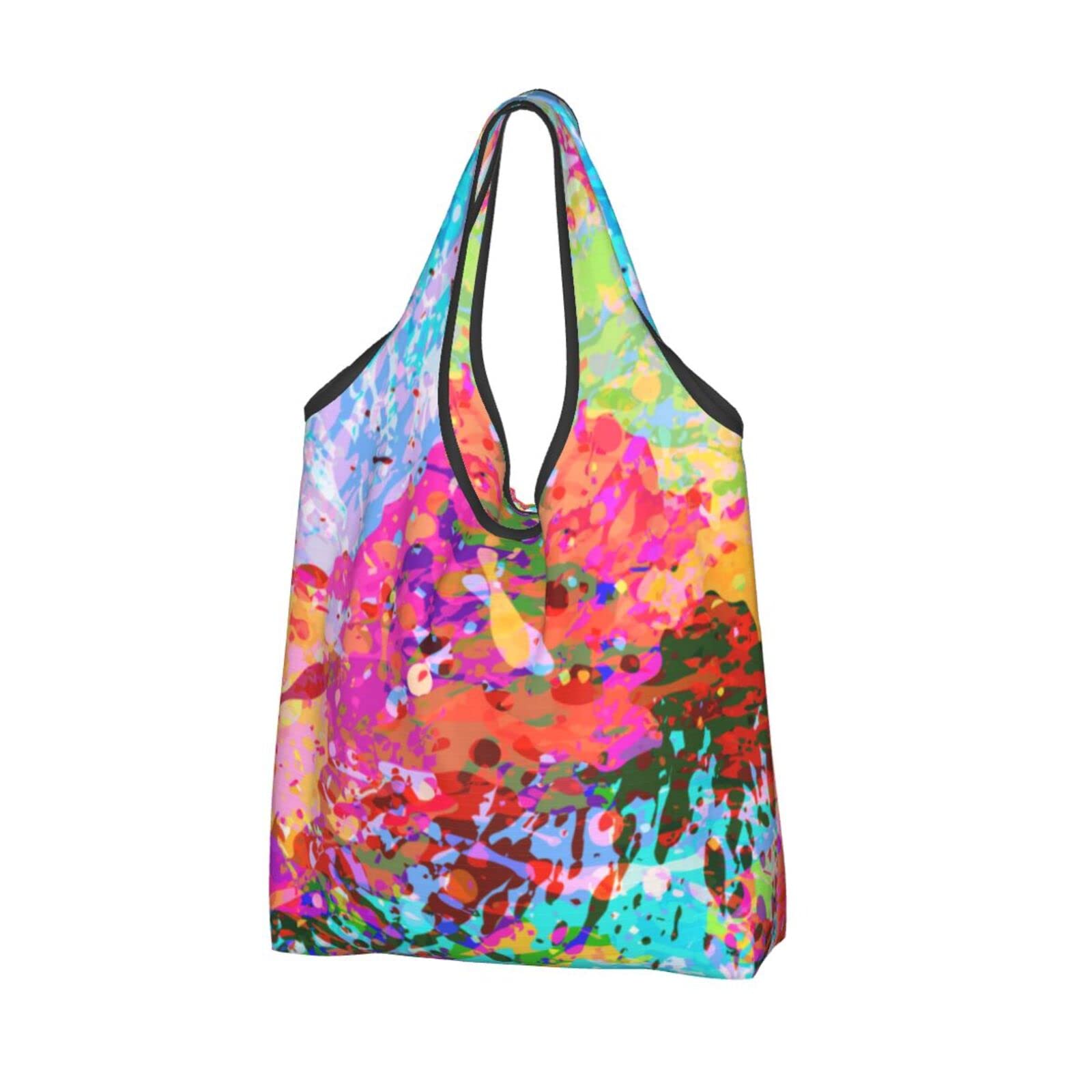 Colorful Paint Splatter Reusable Shopping Bags - Waterproof Grocery Tote with Large Capacity, Foldable & Eco-Friendly - Perfect for Grocery Shopping, Beach Trips, and Daily Errands