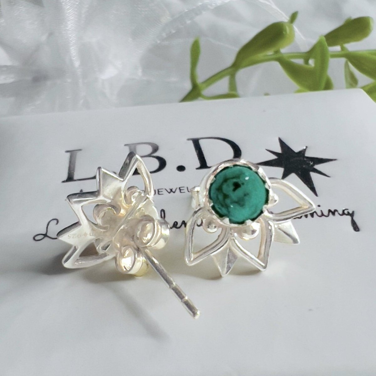 Laihas Inflorescence Turquoise Stud Earrings for Women - Handmade Bohemian Jewelry - Perfect for Parties, Weddings & Everyday Wear