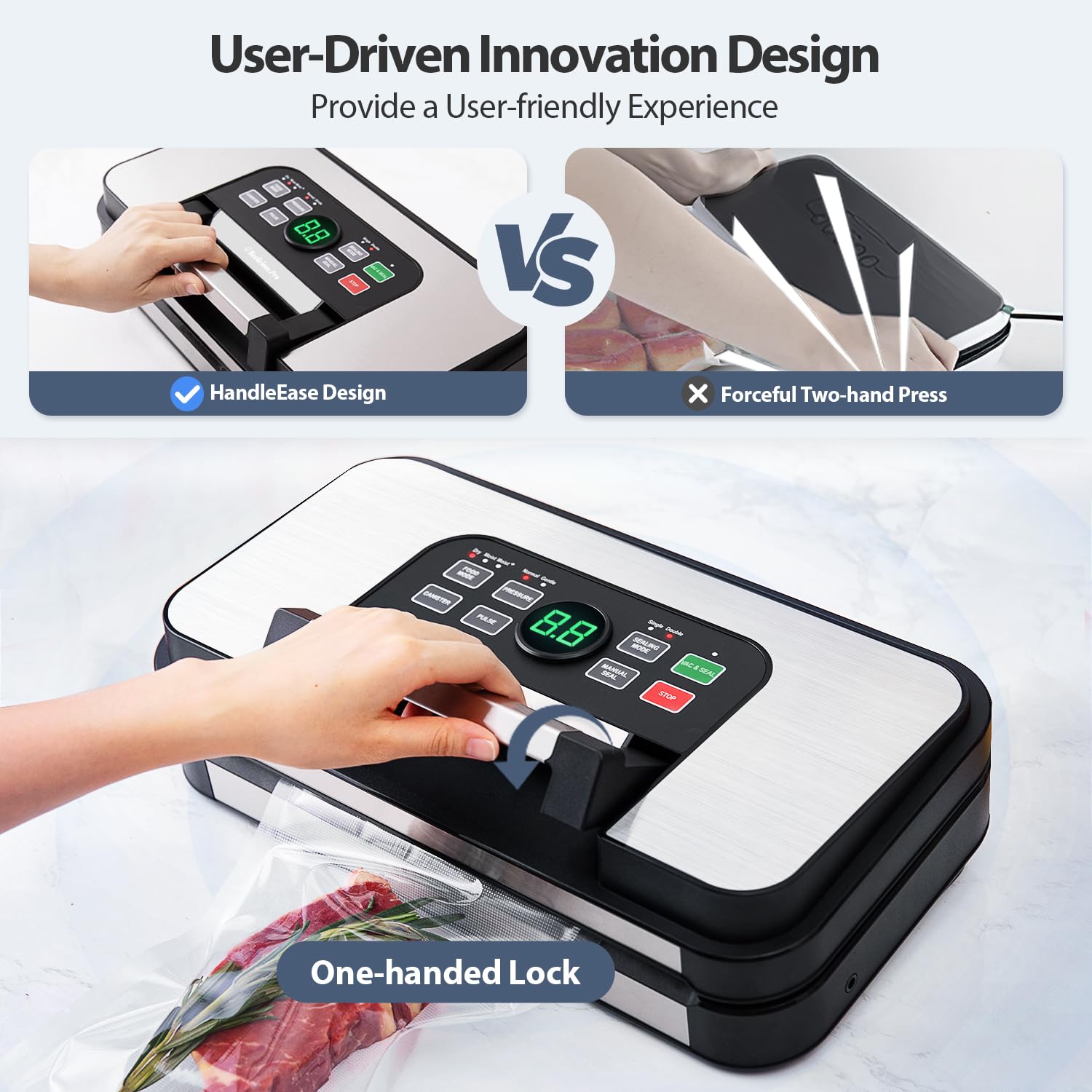95Kpa Powerful Precision Pro Vacuum Sealer Machine - 10-in-1 Multi-Function Food Saver with Easy-Lock Handle, Double Heat Seal & Pump System | Includes Storage Bags & Built-in Cutter | Ideal for Meal Prep, Sous Vide, Freezing & Food Preservation (Green)