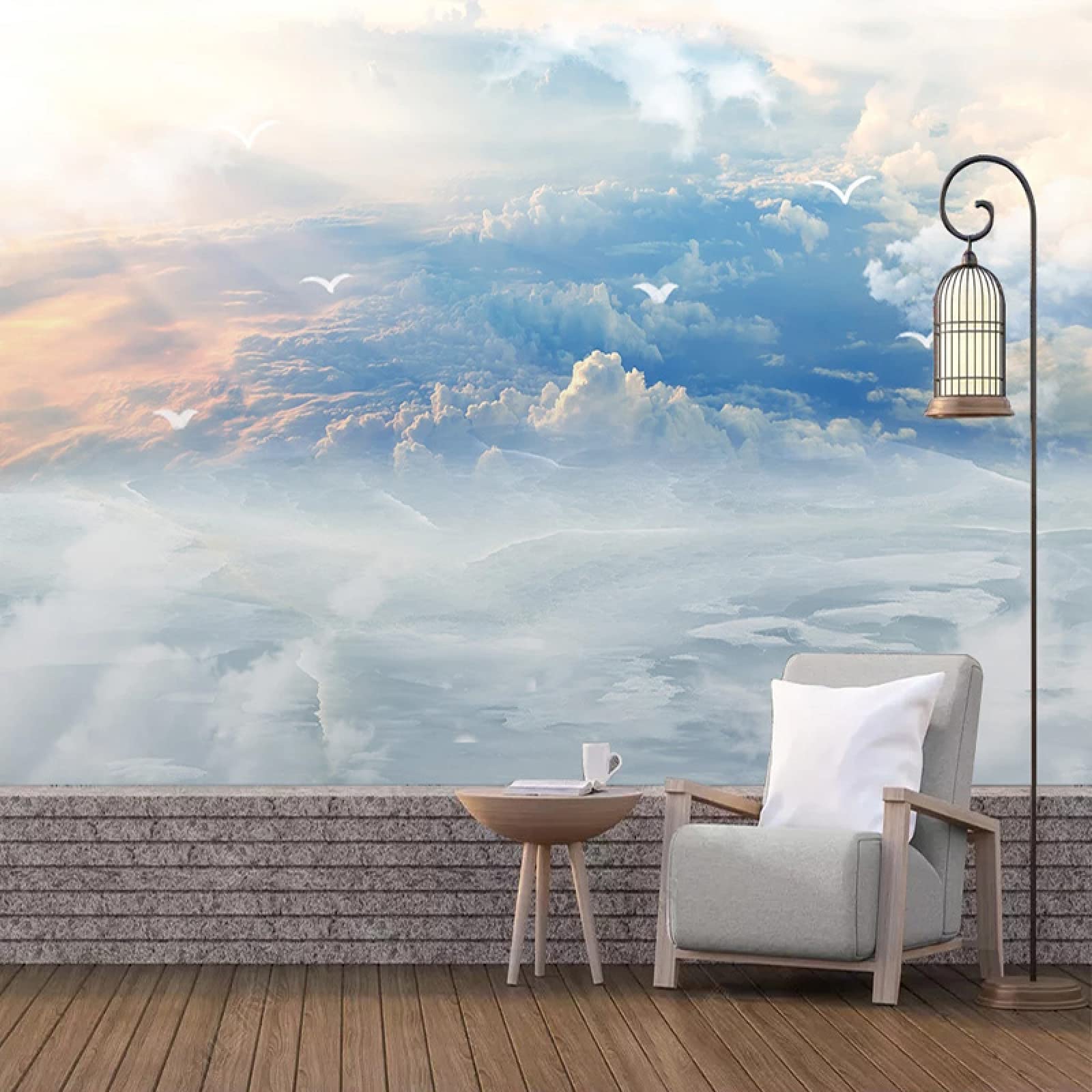 Modern Blue Sky & White Clouds Wall Mural Poster - 137.8x100 Inches High Resolution Art Print for Home, Office, Hotel & Dental Clinic Decor | Perfect for TV Walls & Workshop Spaces