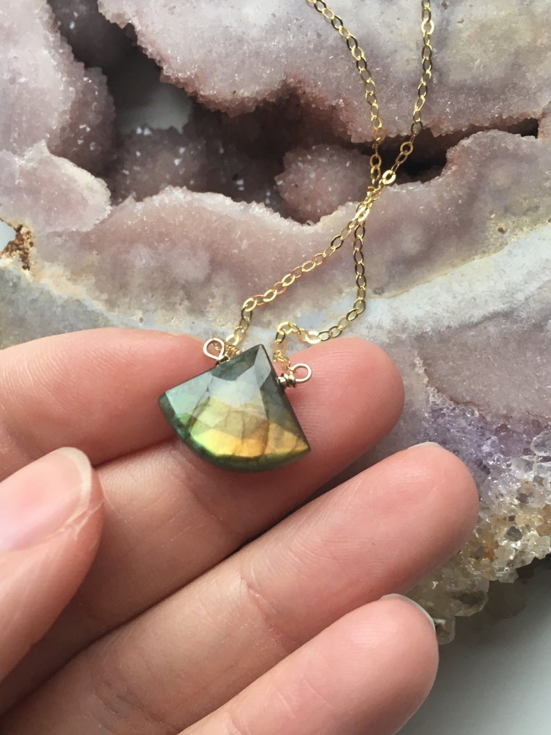 Labradorite Pendant Necklace - Sterling Silver or 14k Gold Filled - Elegant Healing Crystal Jewelry for Women, Perfect for Everyday Wear & Special Occasions
