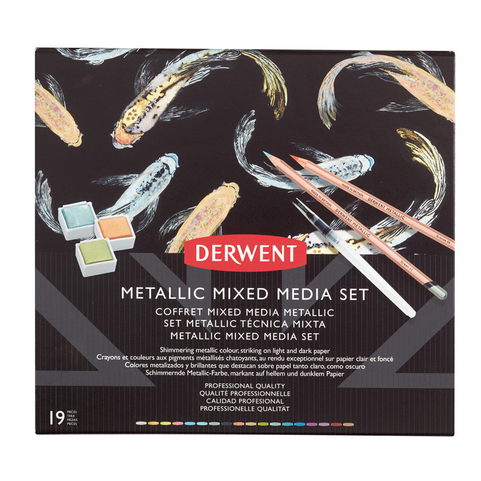 Derwent Metallic Mixed Media Pencils Set - 12 Vibrant Colors for Art, Drawing & Crafting - Perfect for Sketching, Scrapbooking & DIY Projects