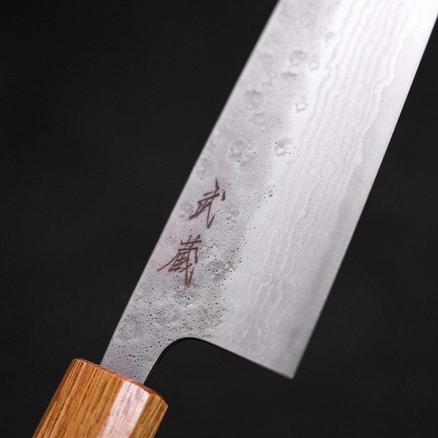 Premium 440C Santoku Knife - 165mm Nashiji Damascus Blade with Oak Handle - Perfect for Slicing, Dicing & Chopping Vegetables, Meat & Fish
