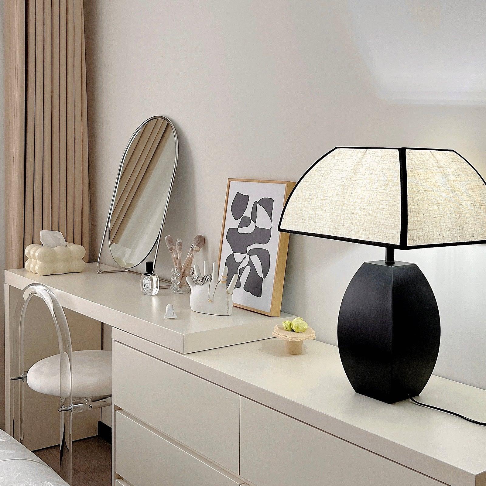 Modern Black Table Lamp with USB Port - Stylish Nightstand Lamp for Bedroom, Living Room, Office - Perfect for Reading, Working & Home Decor